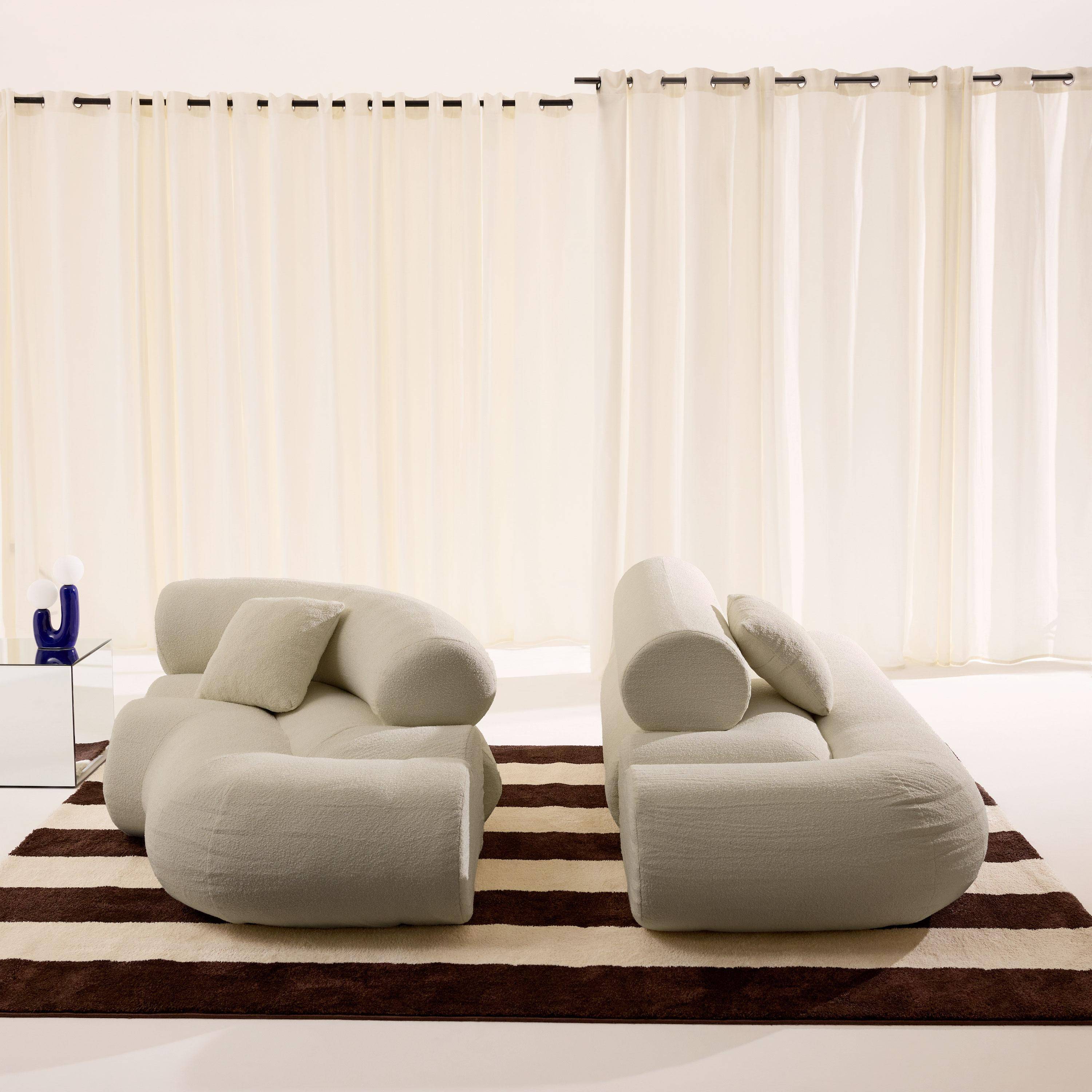 Organisches 3-Sitzer-Ecksofa mit strukturiertem Bouclé-Bezug in beige - Iconik,sweeek,Photo4