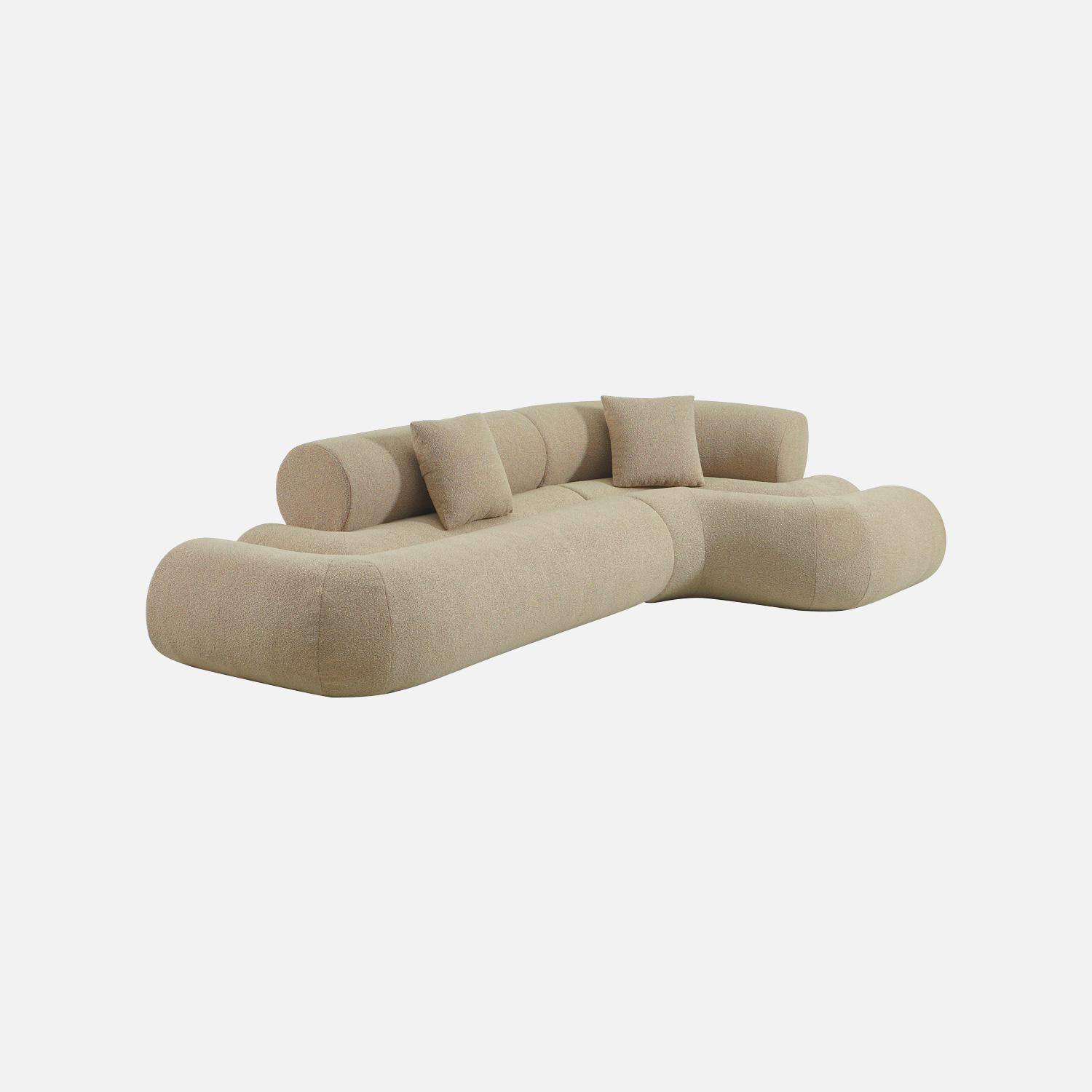 Organisches 3-Sitzer-Ecksofa mit strukturiertem Bouclé-Bezug in beige - Iconik,sweeek,Photo2