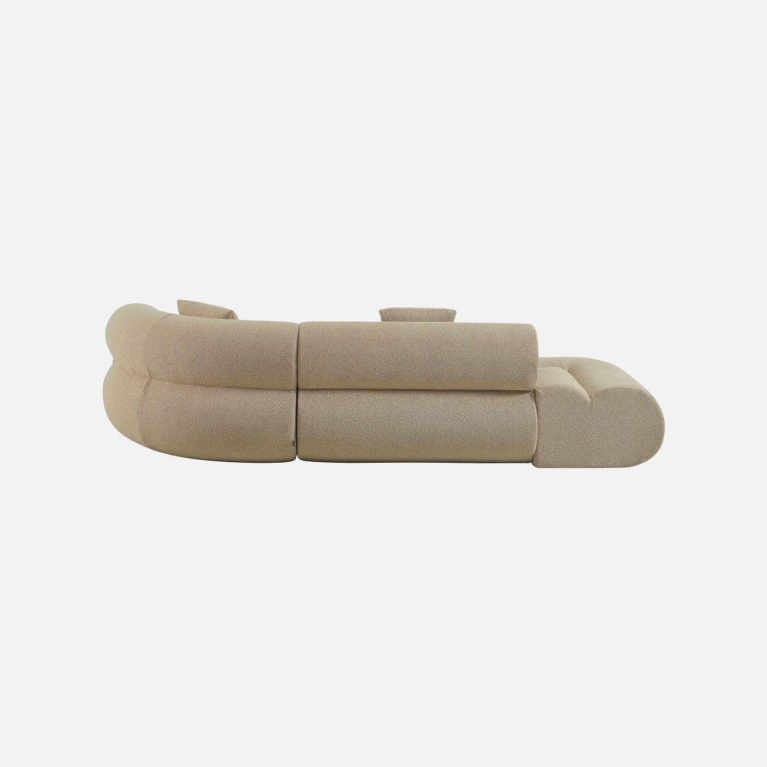 Organisches 3-Sitzer-Ecksofa mit strukturiertem Bouclé-Bezug in beige - Iconik,sweeek,Photo5