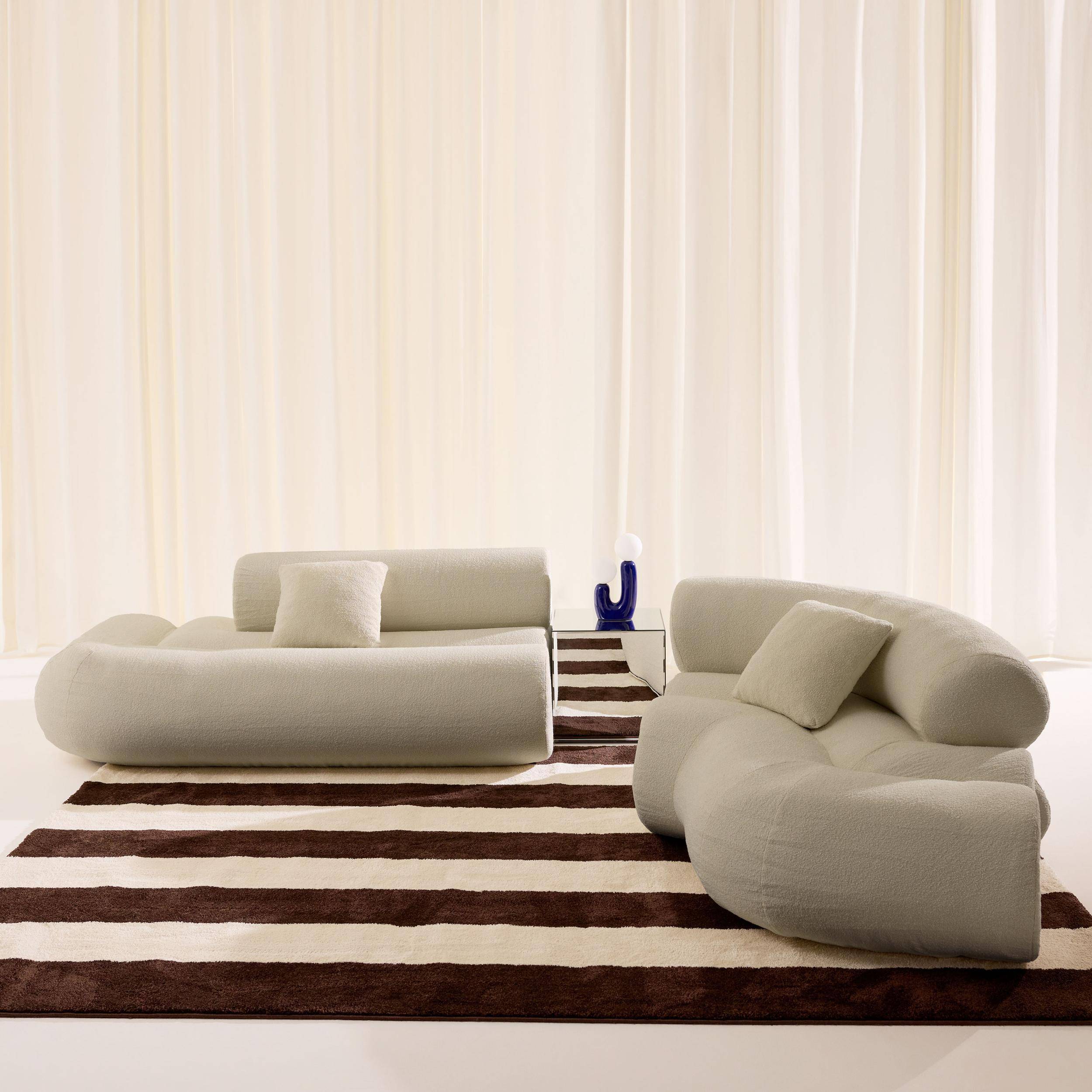 Sofá-cama orgânico em bouclé embalado a vácuo, 3 lugares, Iconik boucle, Bege, 281x154x68 cm Photo3