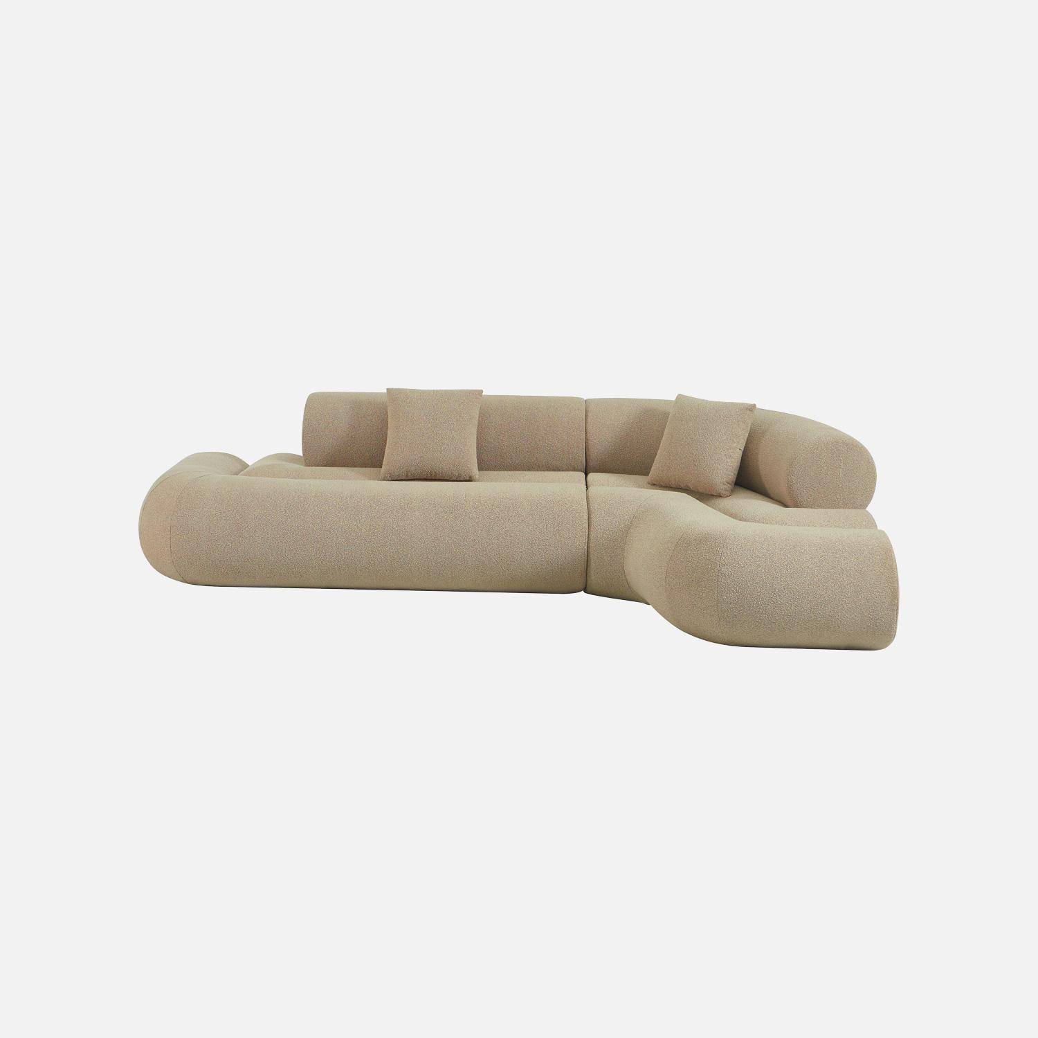 Sofá- cama orgânico bouclé com 3 lugares, Iconik boucle, Bege, 281x154x68 cm Photo2