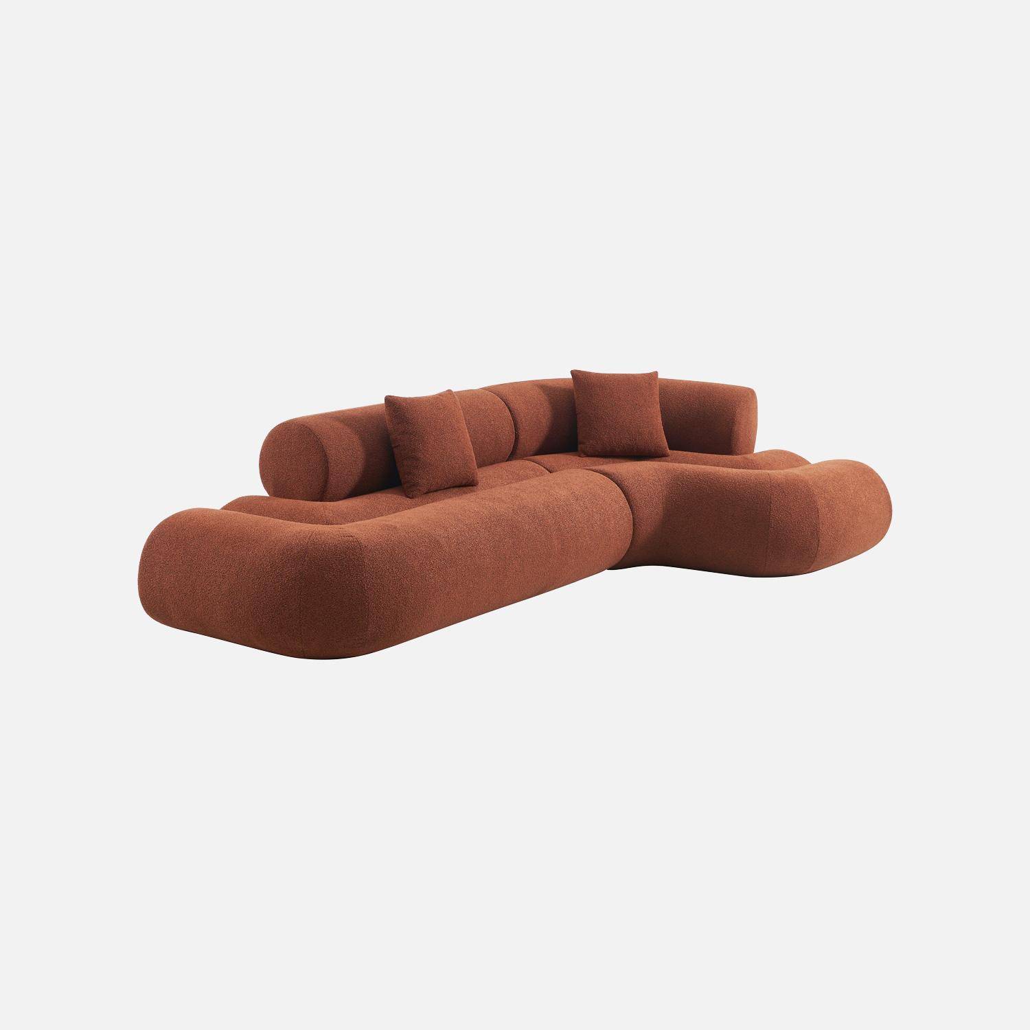 Sofá-cama orgânico em bouclé embalado a vácuo, 3 lugares, Iconik boucle, Terracota, 281x154x68 cm,sweeek,Photo2