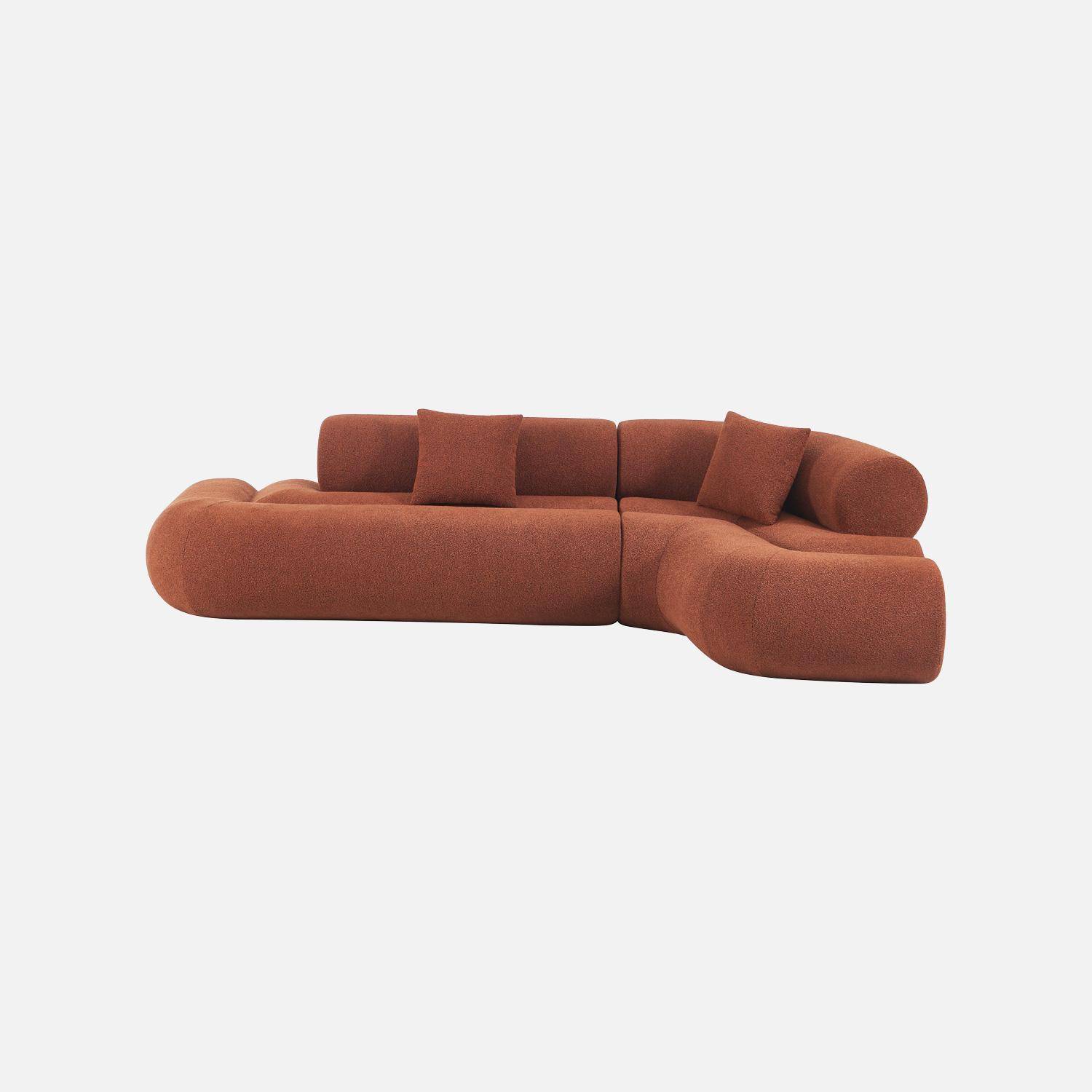 Sofá- cama orgânico bouclé com 3 lugares, Iconik boucle, Terracota, 281x154x68 cm Photo2