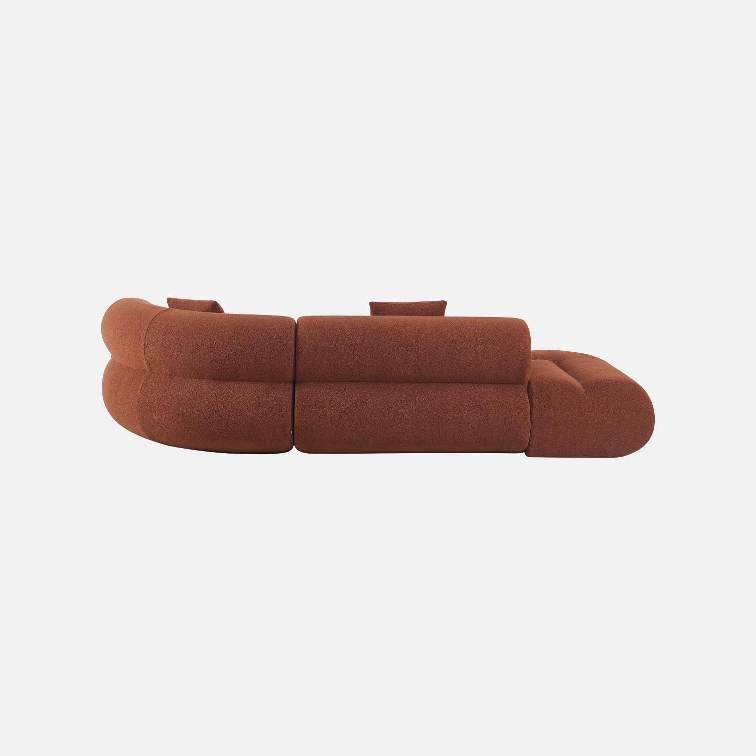 Sofá-cama orgânico em bouclé embalado a vácuo, 3 lugares, Iconik boucle, Terracota, 281x154x68 cm,sweeek,Photo5