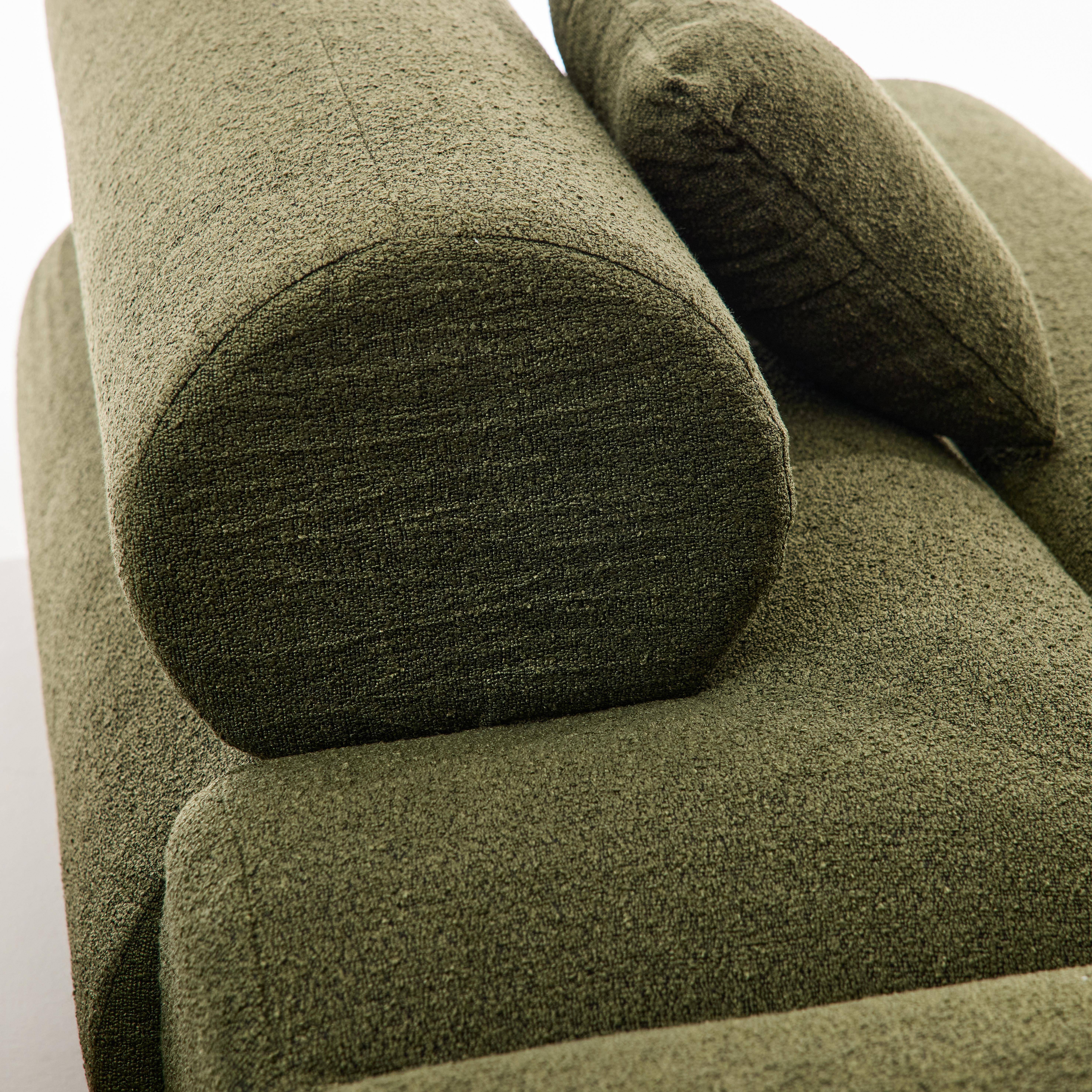 Organisches 3-Sitzer-Ecksofa mit strukturiertem Bouclé-Bezug in khaki - Iconik Photo6