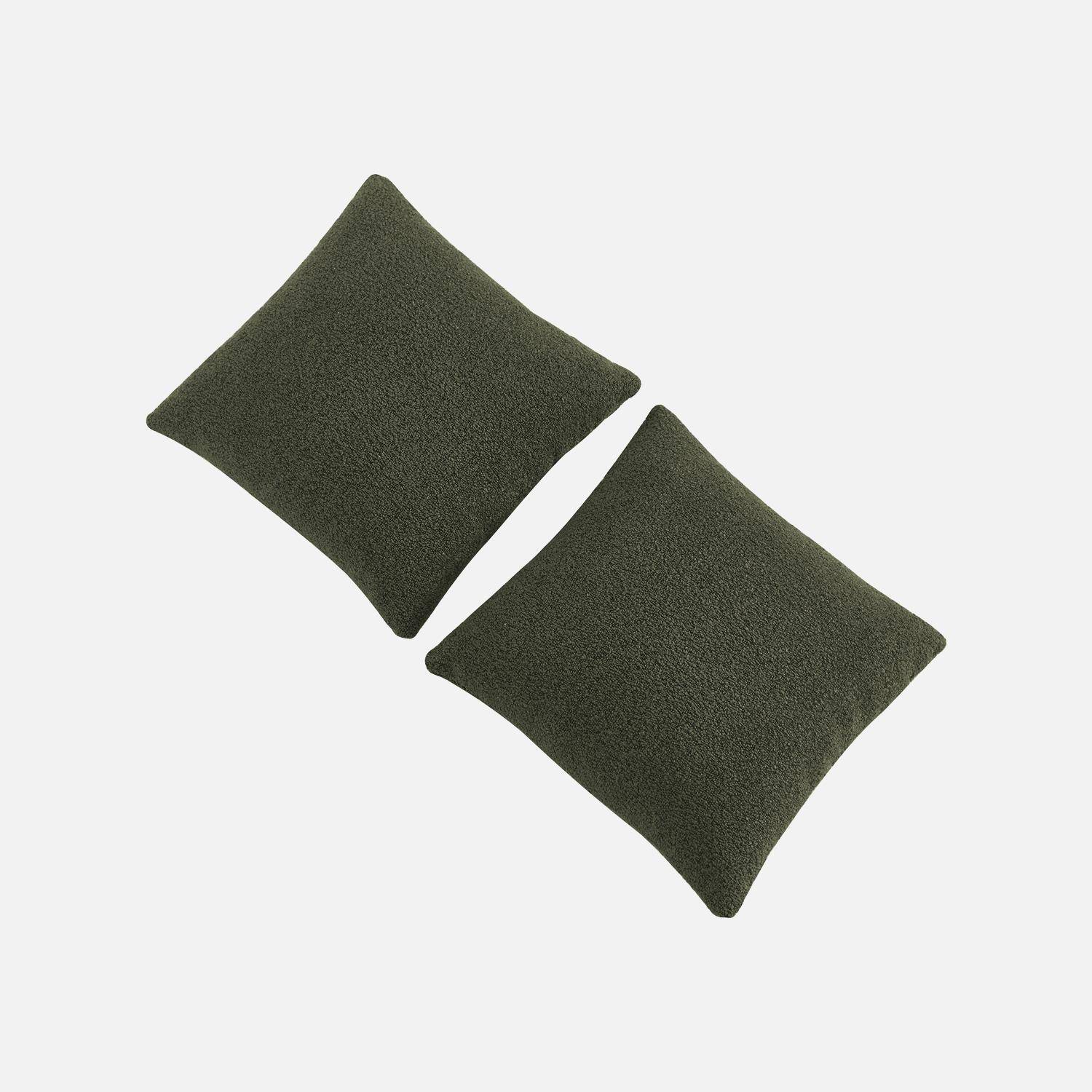 Sofá- cama orgânico bouclé com 3 lugares, Iconik boucle, Verde caqui, 281x154x68 cm Photo5