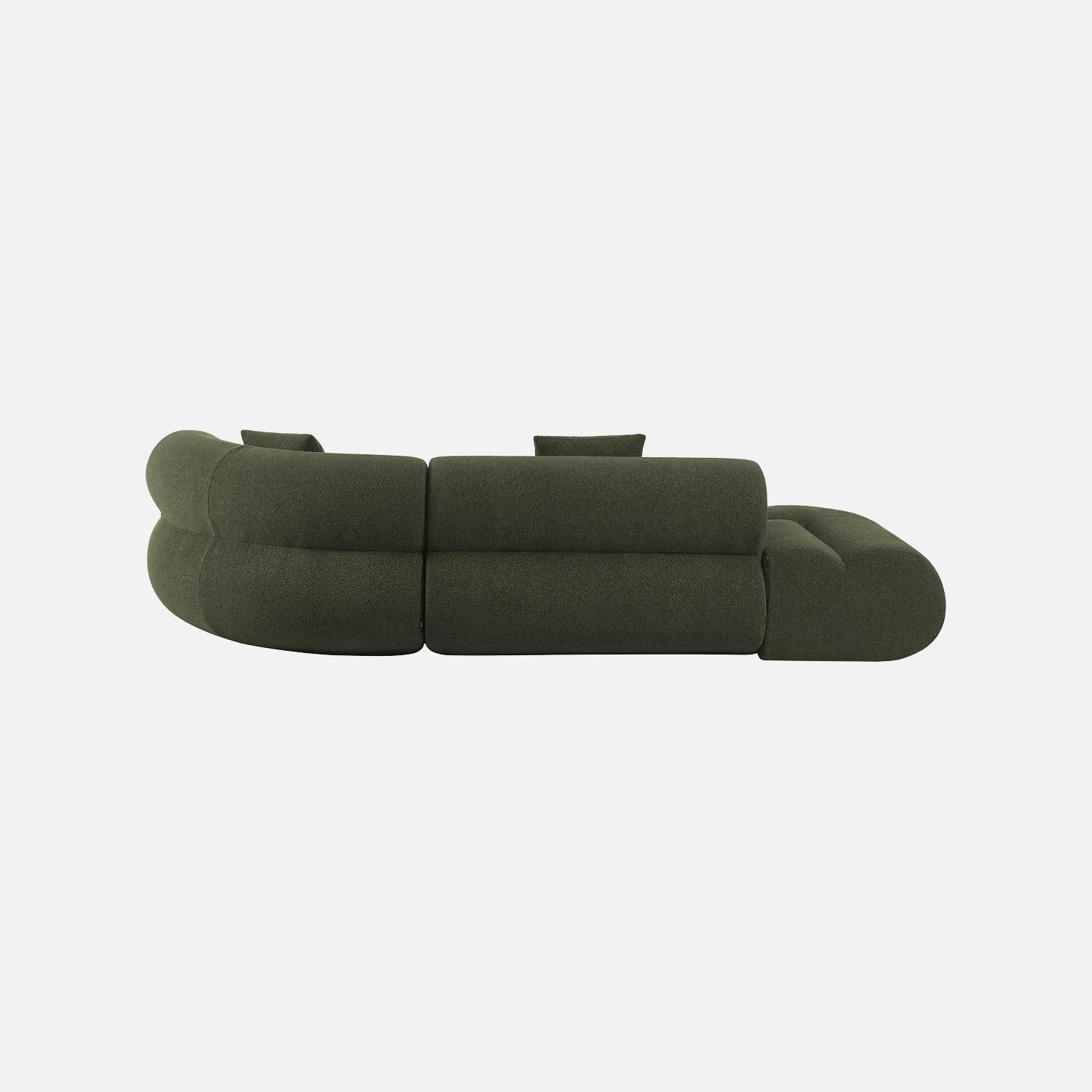 Sofá- cama orgânico bouclé com 3 lugares, Iconik boucle, Verde caqui, 281x154x68 cm,sweeek,Photo4