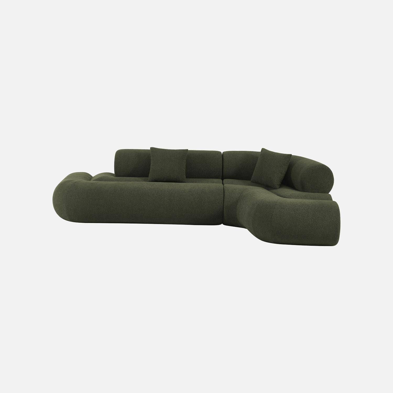 Sofá- cama orgânico bouclé com 3 lugares, Iconik boucle, Verde caqui, 281x154x68 cm Photo2