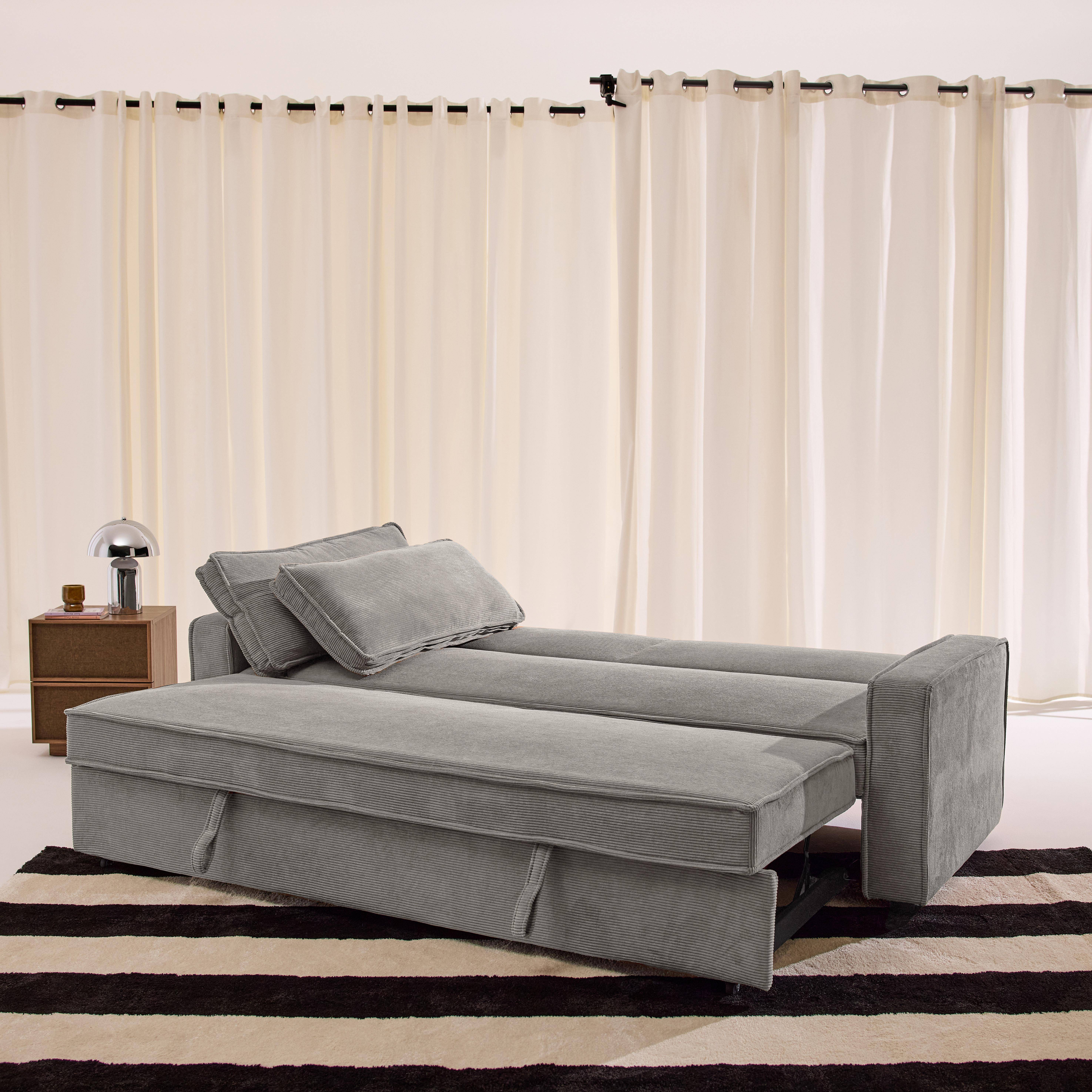 3-Sitzer Schlafsofa mit Cordbezug hellgrau - Chill,sweeek,Photo4