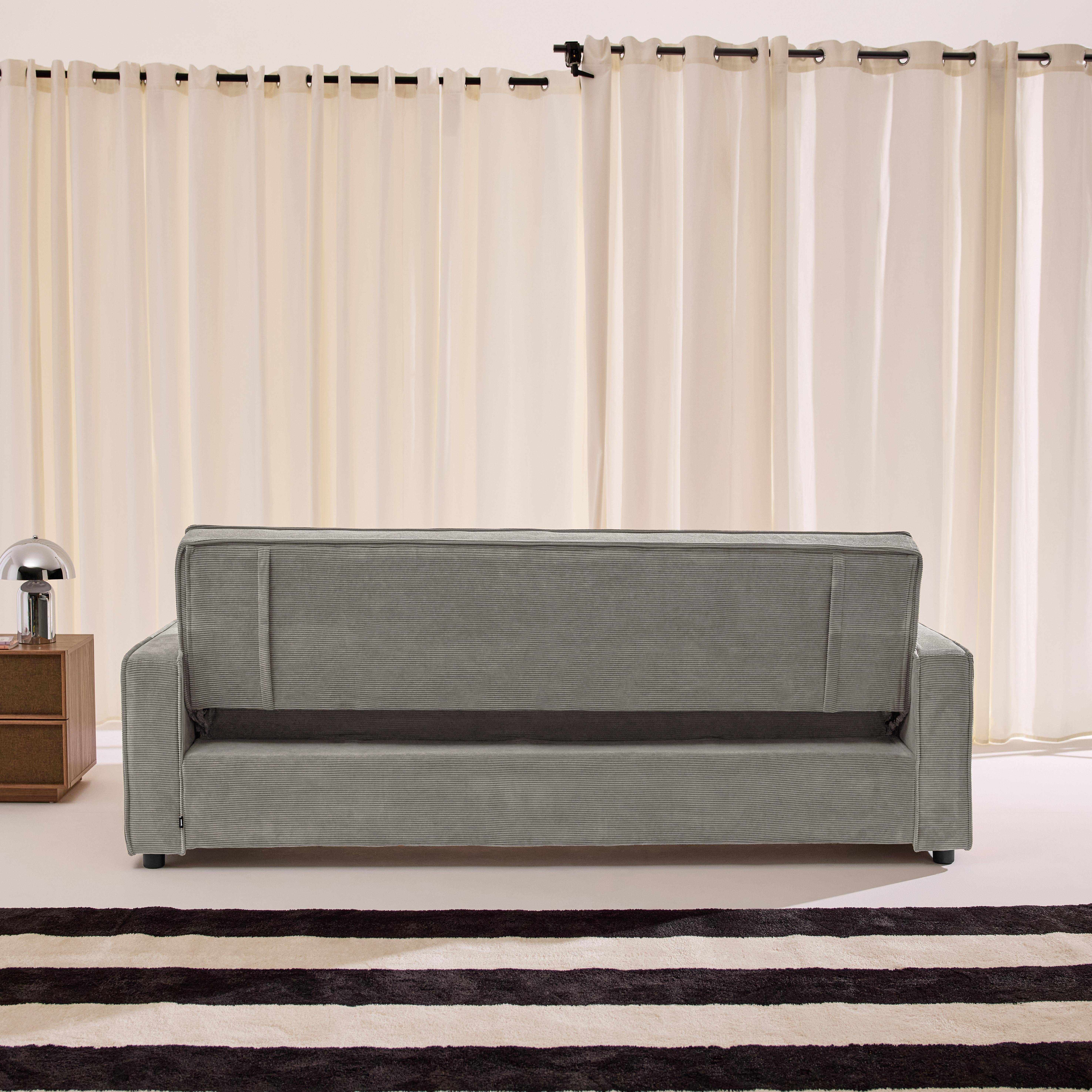 3-Sitzer Schlafsofa mit Cordbezug hellgrau - Chill Photo7