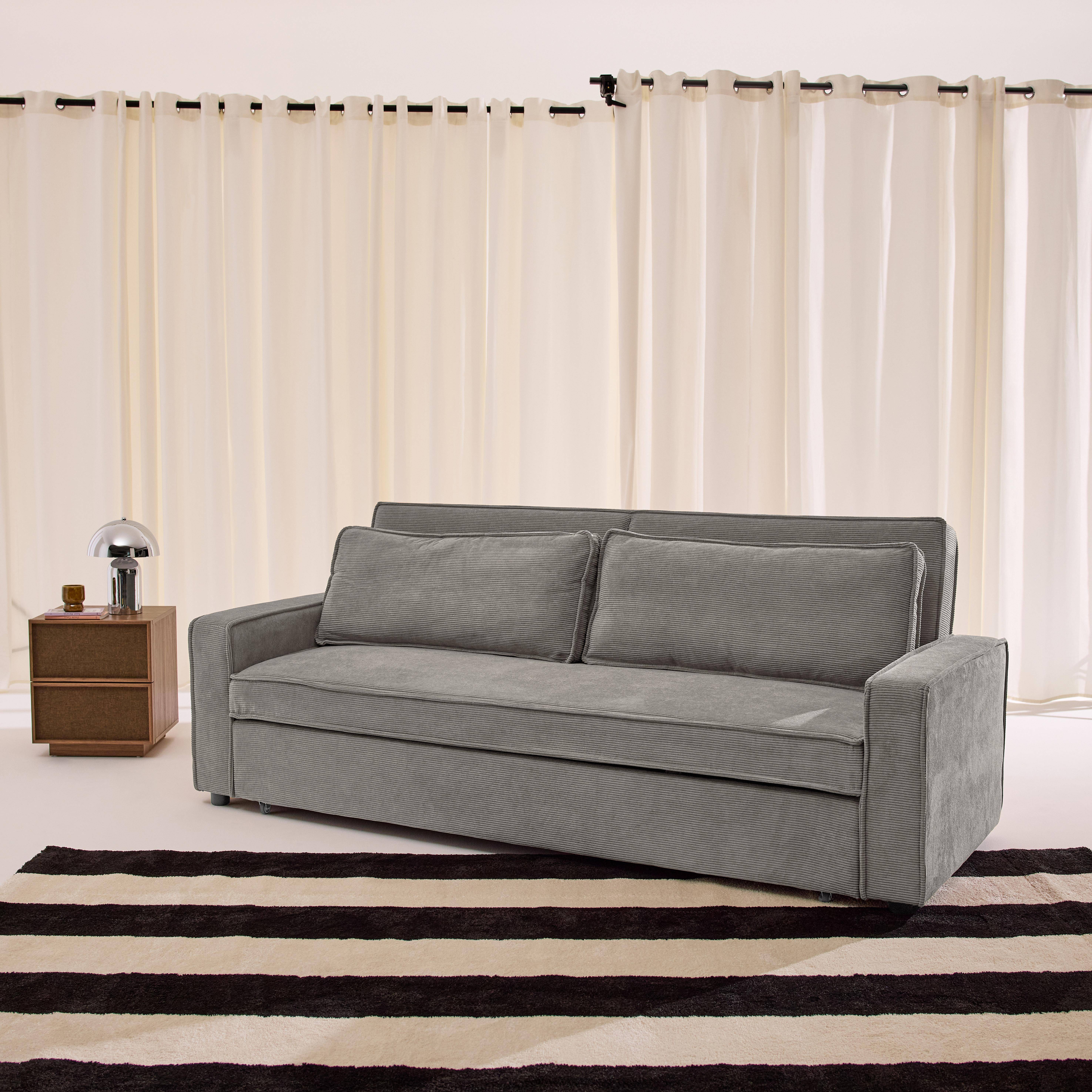 3-Sitzer Schlafsofa mit Cordbezug hellgrau - Chill,sweeek,Photo2