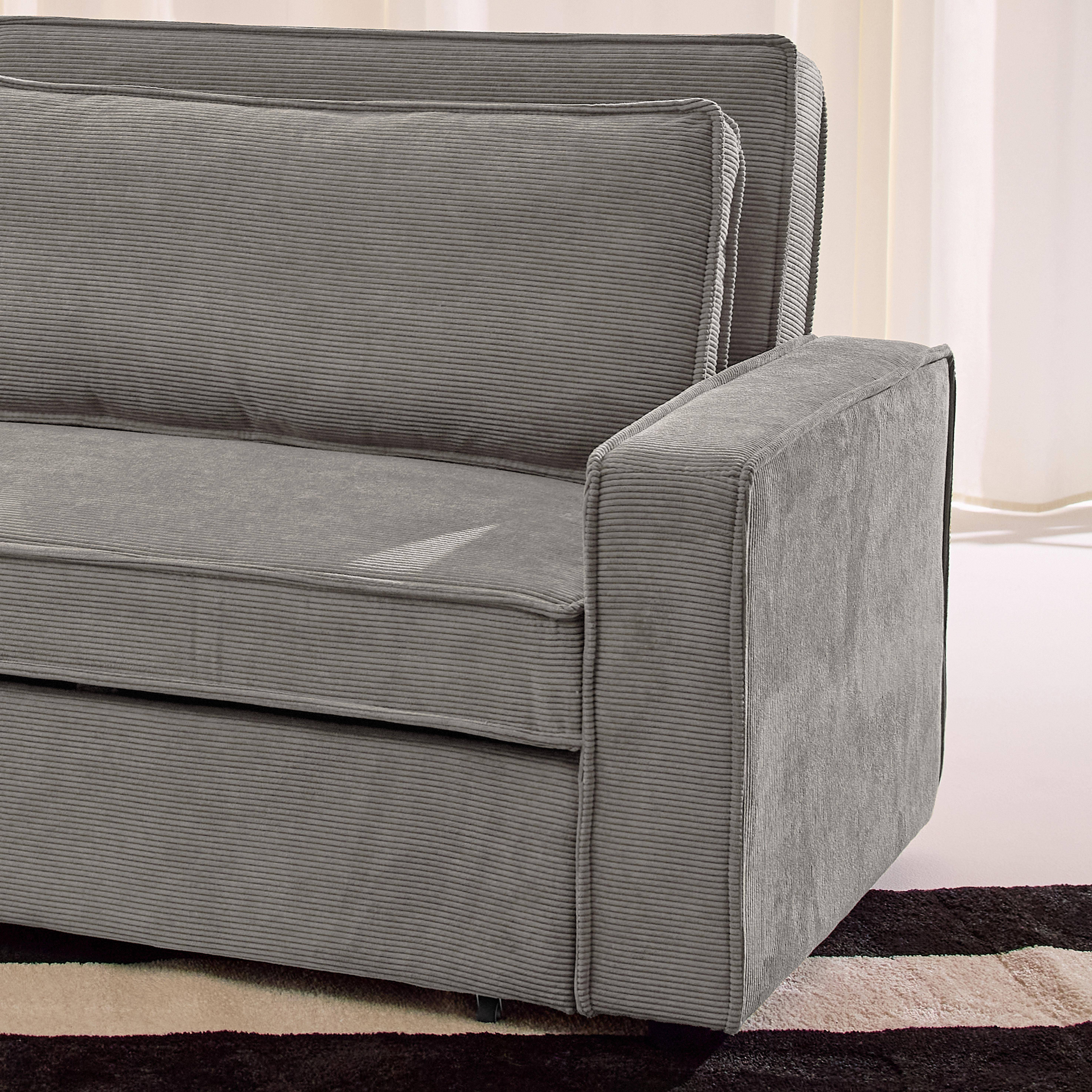3-Sitzer Schlafsofa mit Cordbezug hellgrau - Chill Photo5