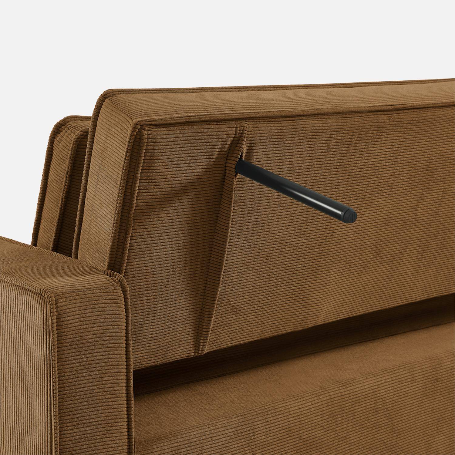 Sofá-cama em veludo canelado, 3 lugares, Chill veludo canelado , Ferrugem, 226x90x88 cm,sweeek,Photo8