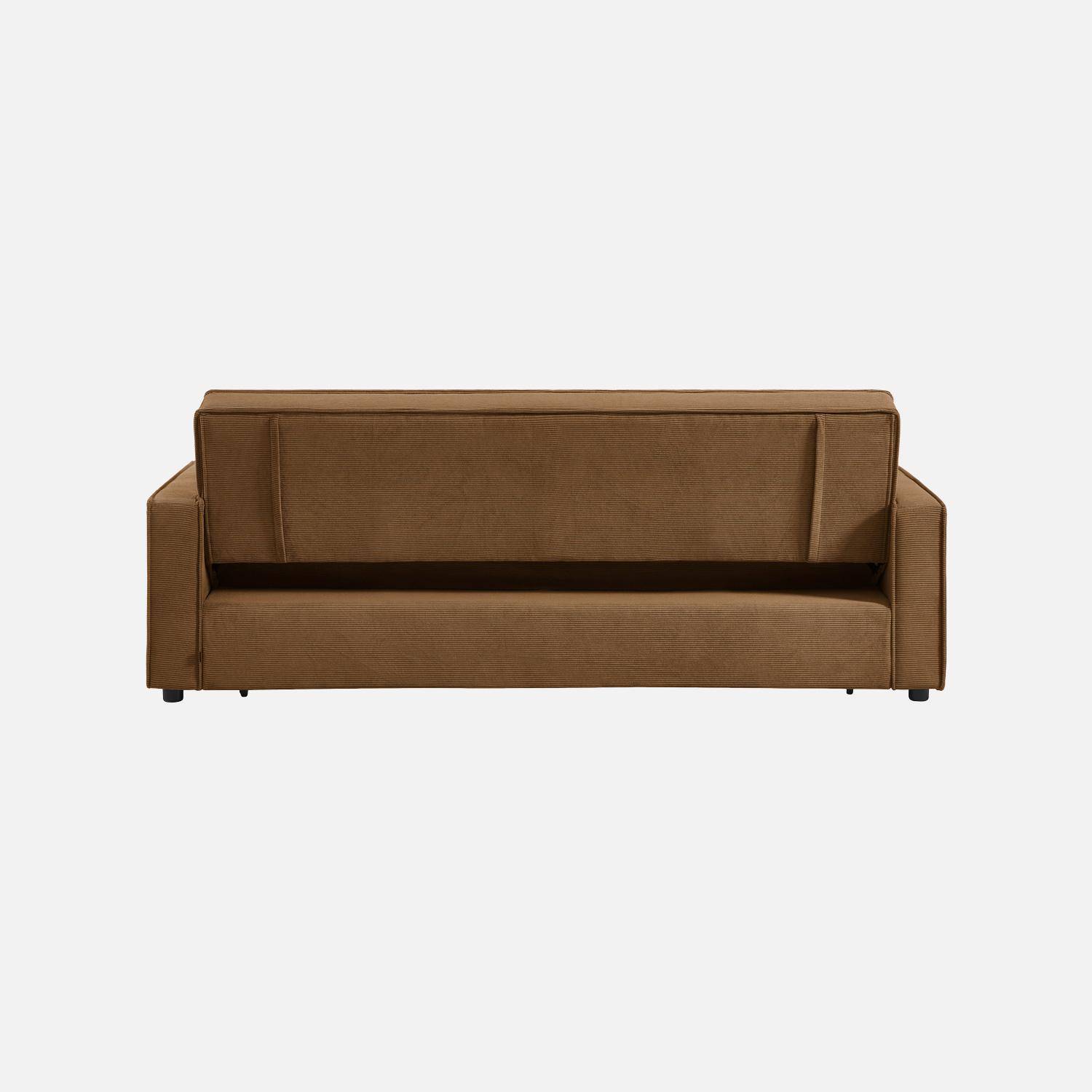 Sofá-cama em veludo canelado, 3 lugares, Chill veludo canelado , Ferrugem, 226x90x88 cm,sweeek,Photo7