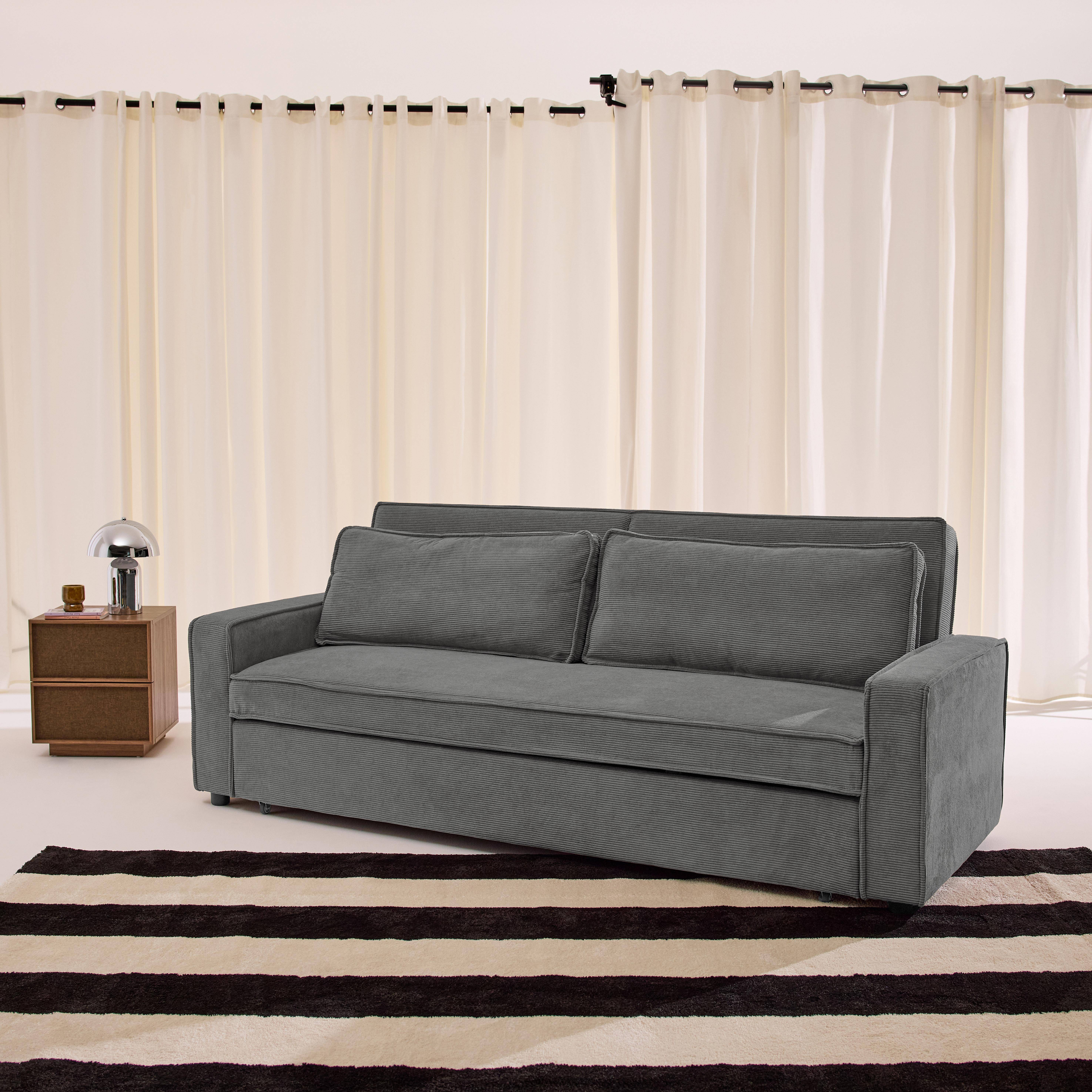 3-Sitzer Schlafsofa mit Cordbezug grau - Chill Photo2