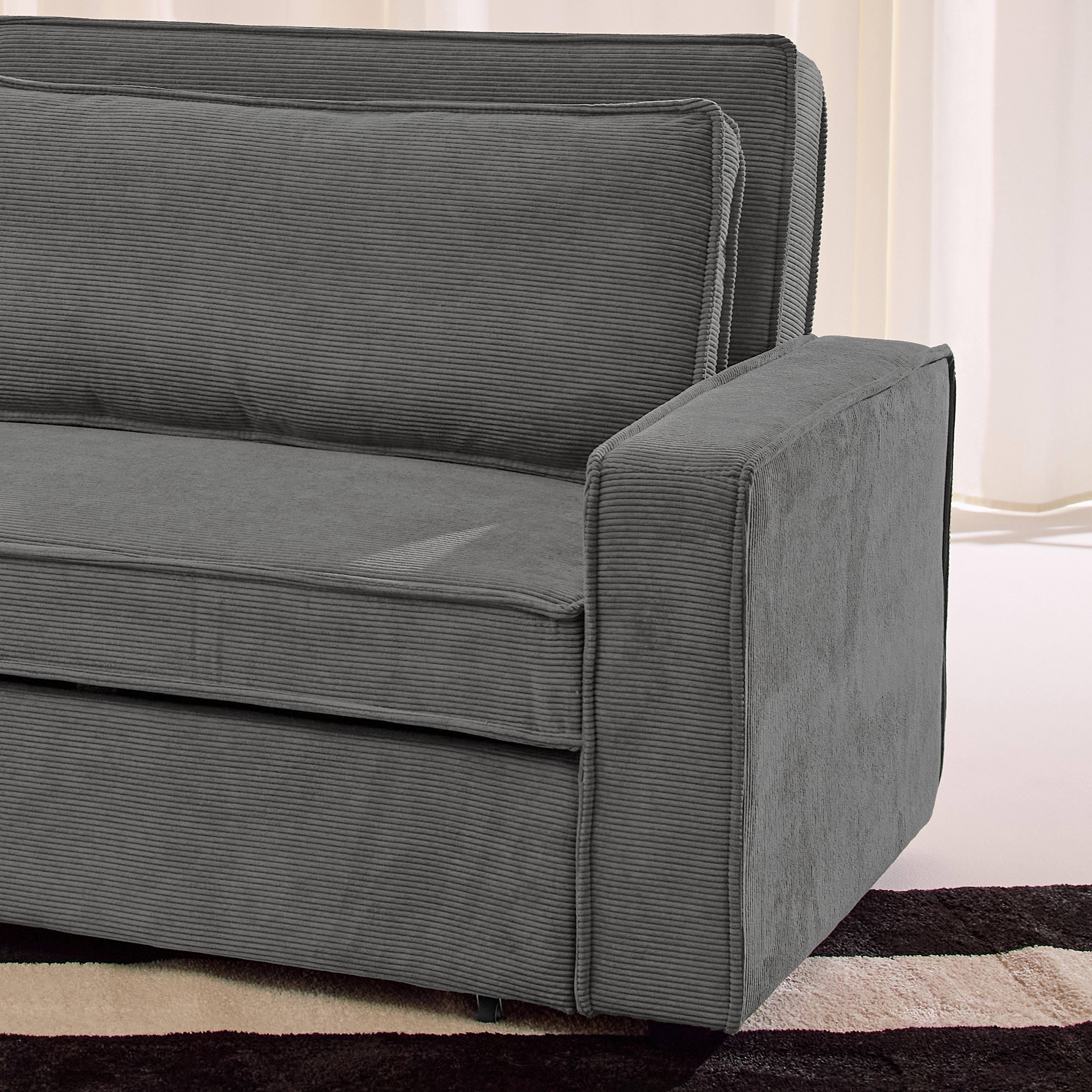 3-Sitzer Schlafsofa mit Cordbezug grau - Chill Photo5