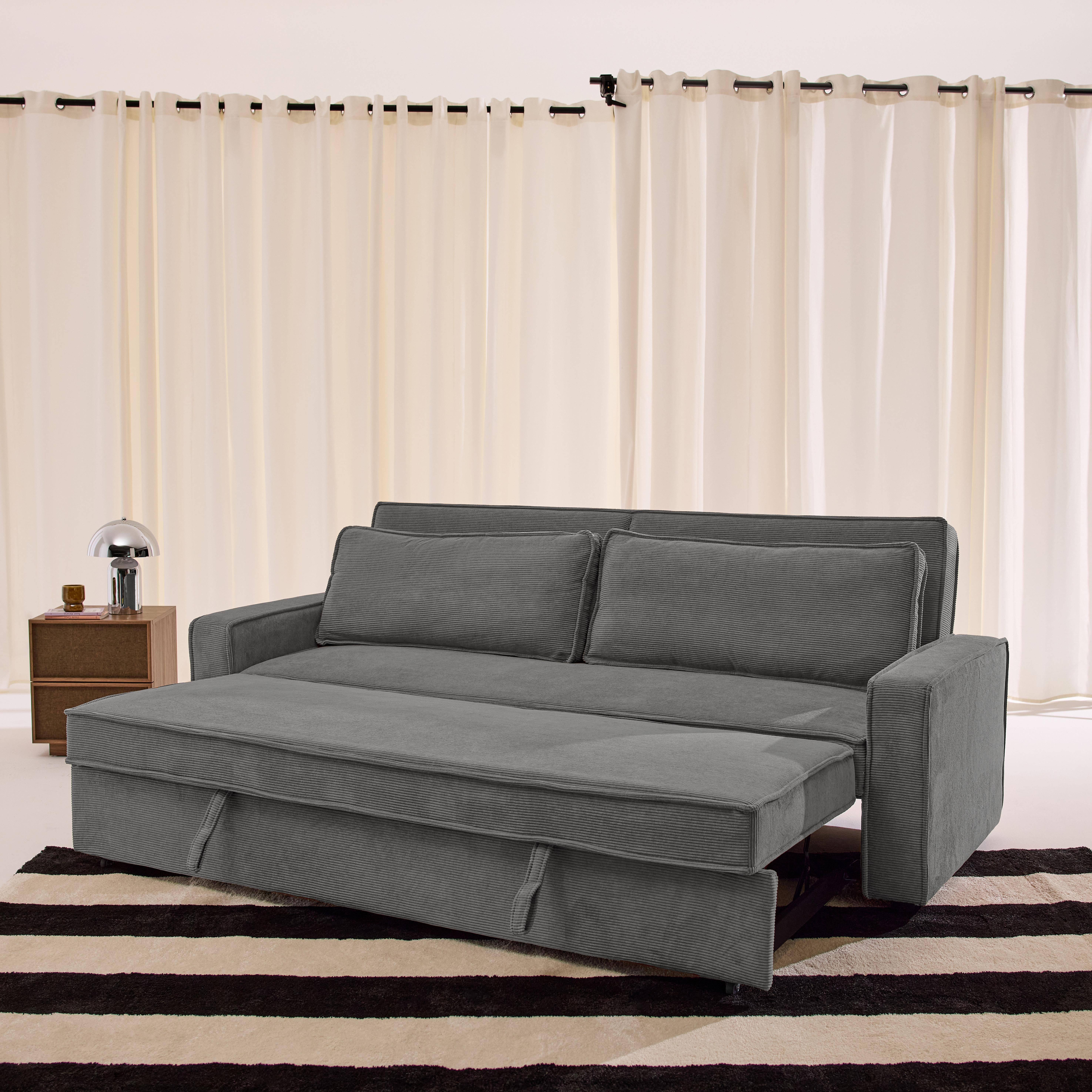 3-Sitzer Schlafsofa mit Cordbezug grau - Chill Photo3
