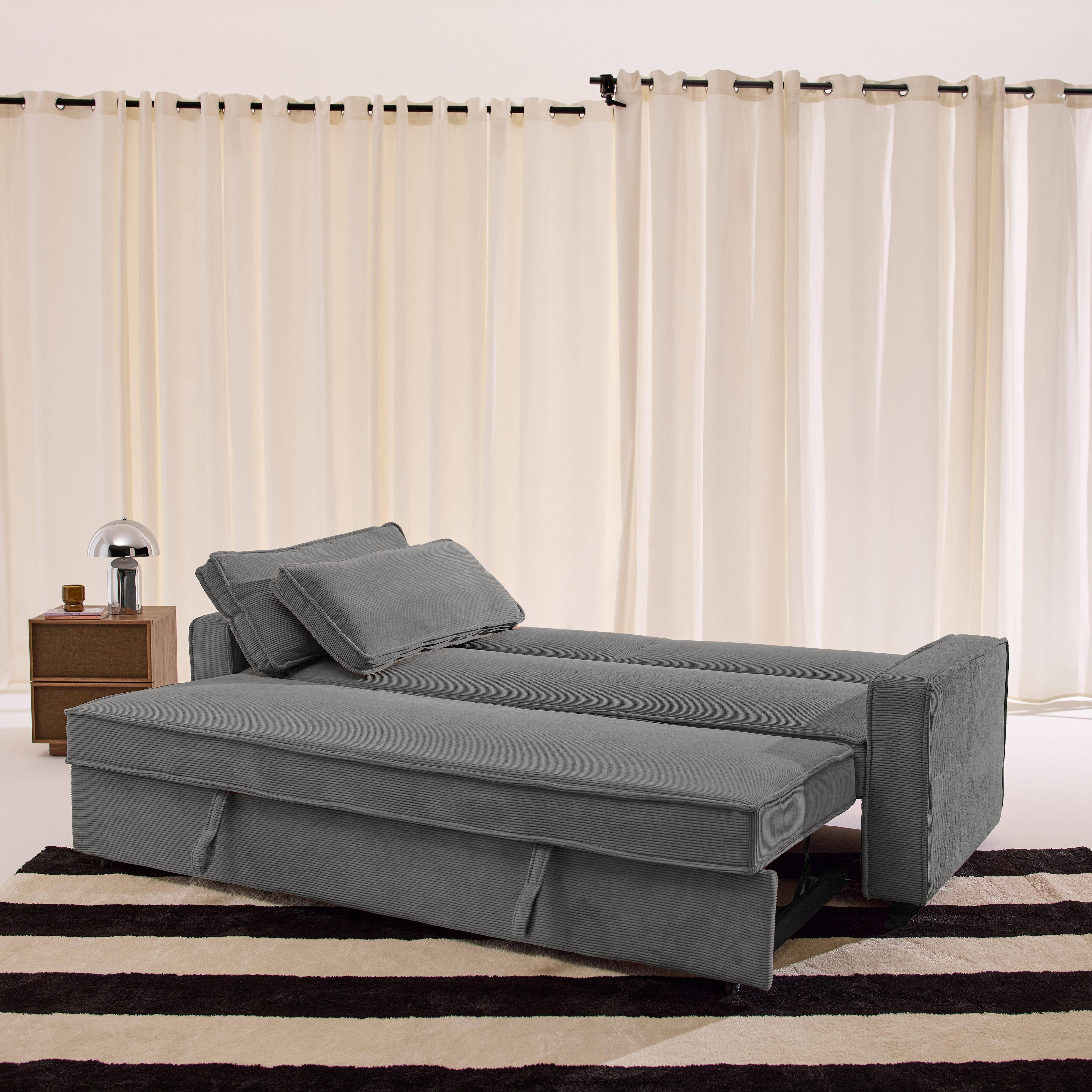 3-Sitzer Schlafsofa mit Cordbezug grau - Chill Photo4