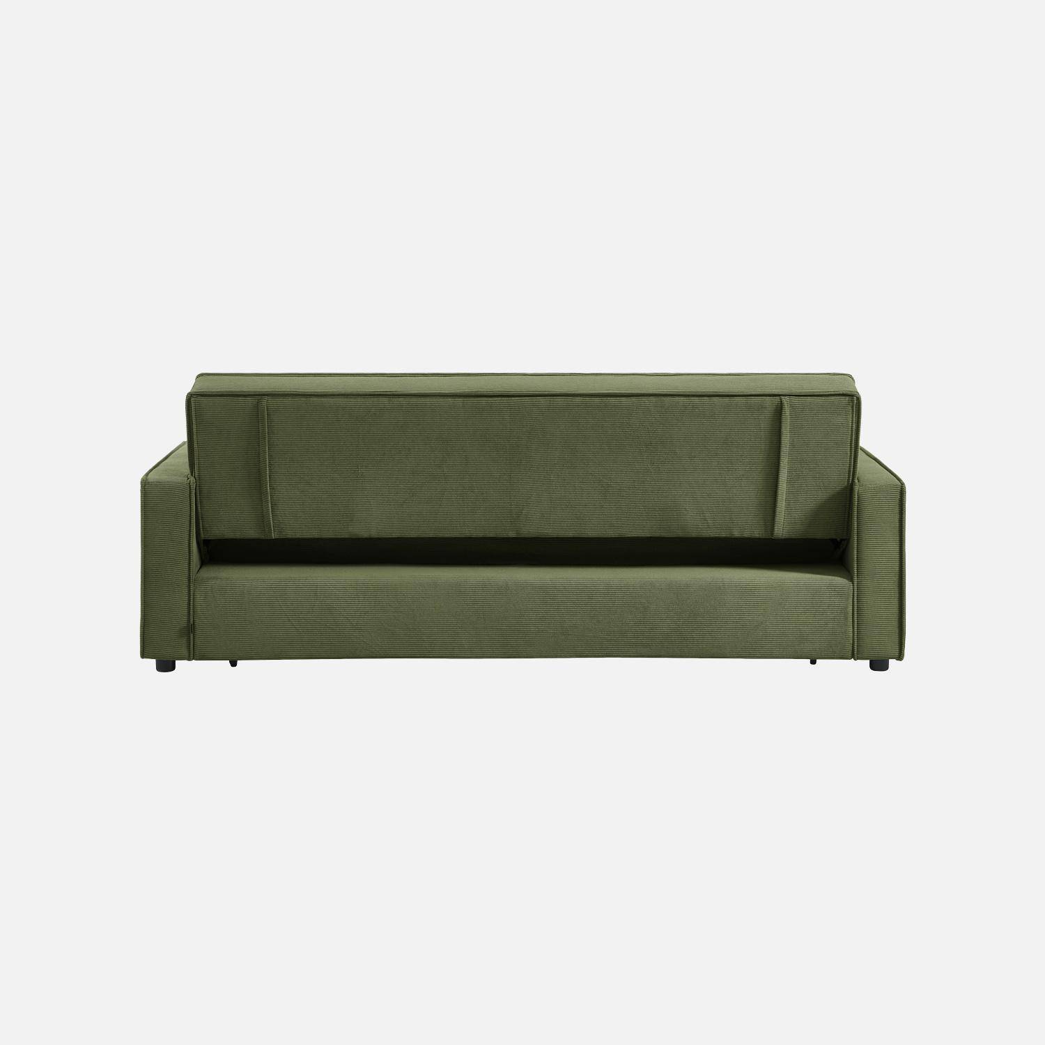 Divano letto in velluto a coste,  3 posti, Chill velluto a coste, Verde kaki, 226x90x88 cm,sweeek,Photo7