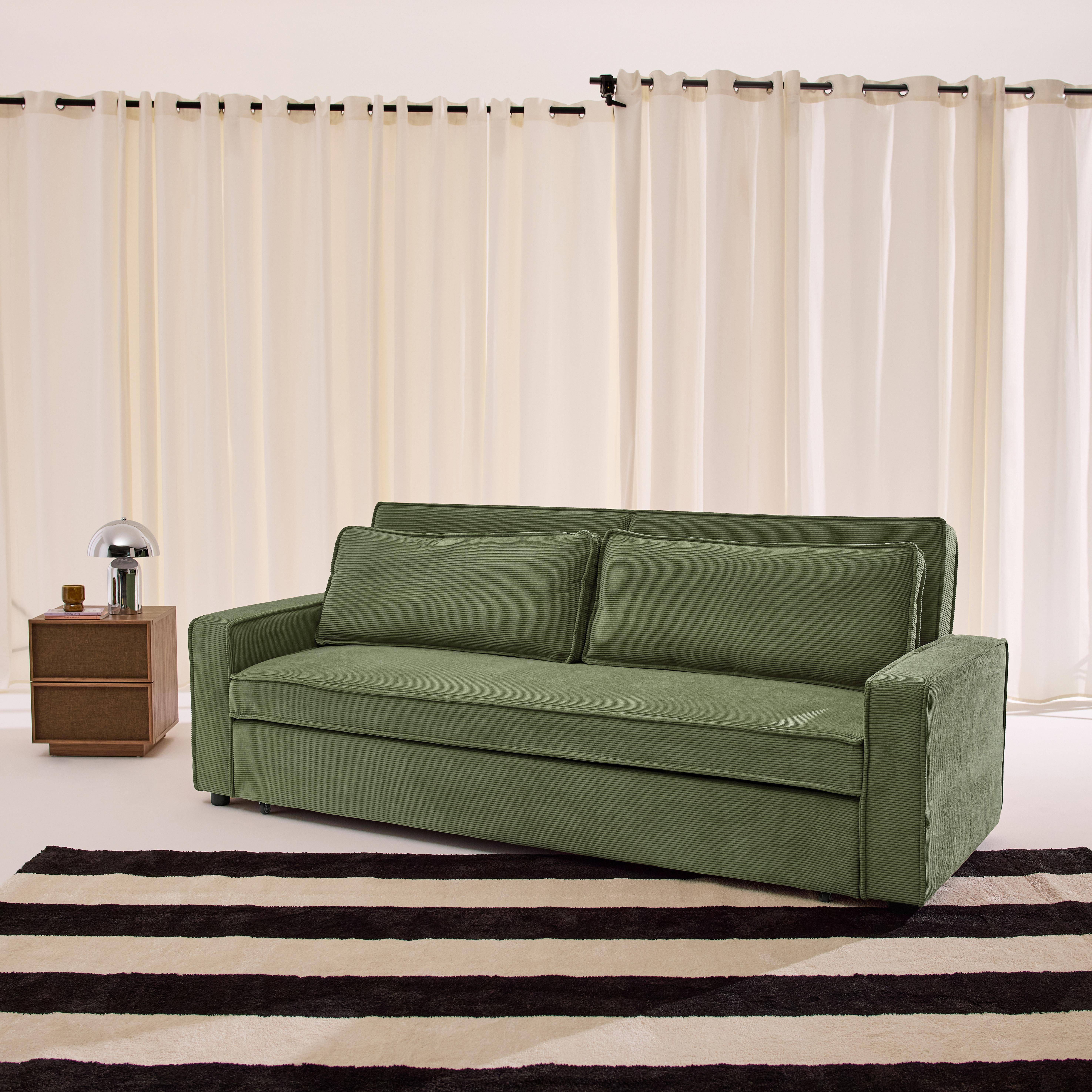 3-Sitzer Schlafsofa mit Cordbezug khaki - Chill,sweeek,Photo2
