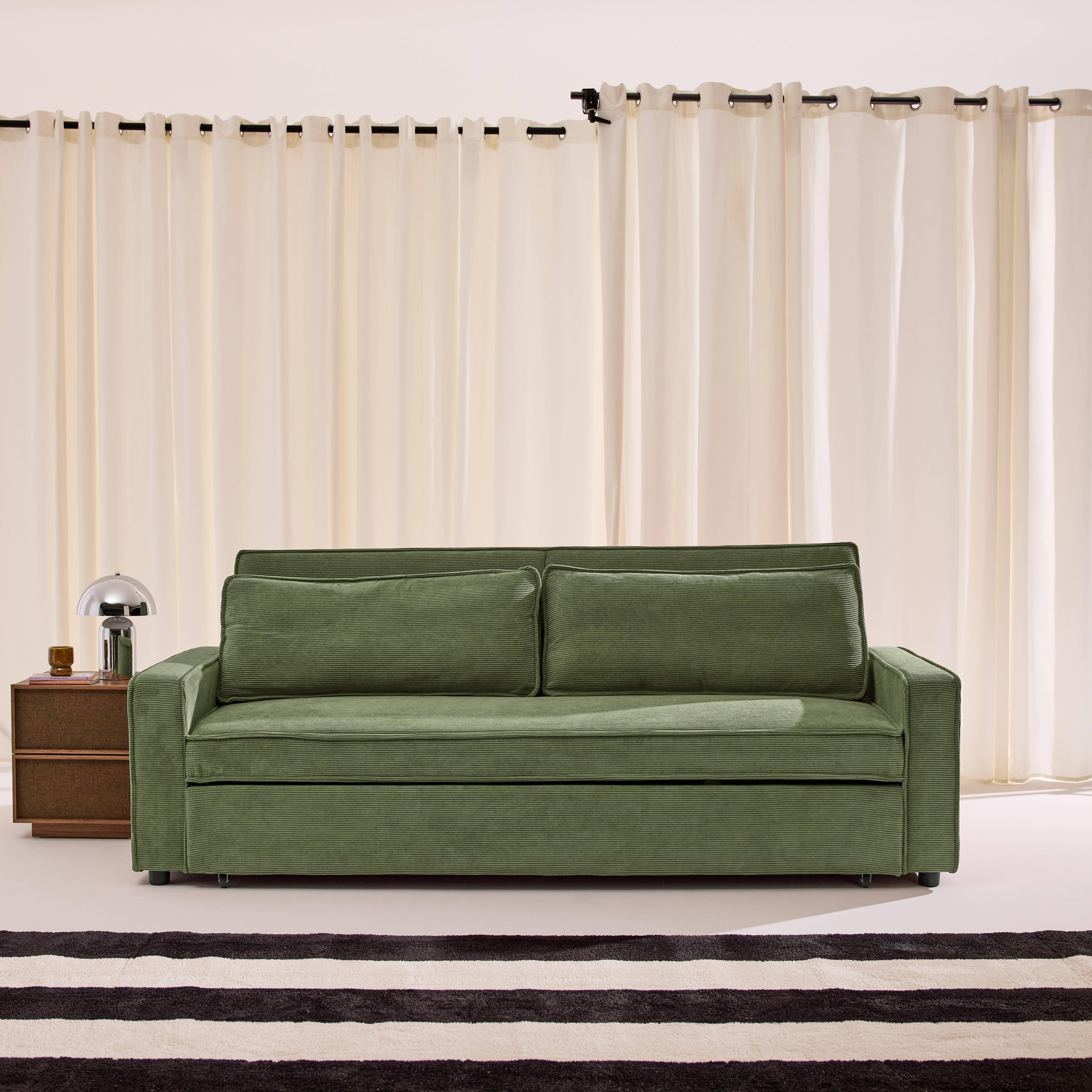 3-Sitzer Schlafsofa mit Cordbezug khaki - Chill Photo1