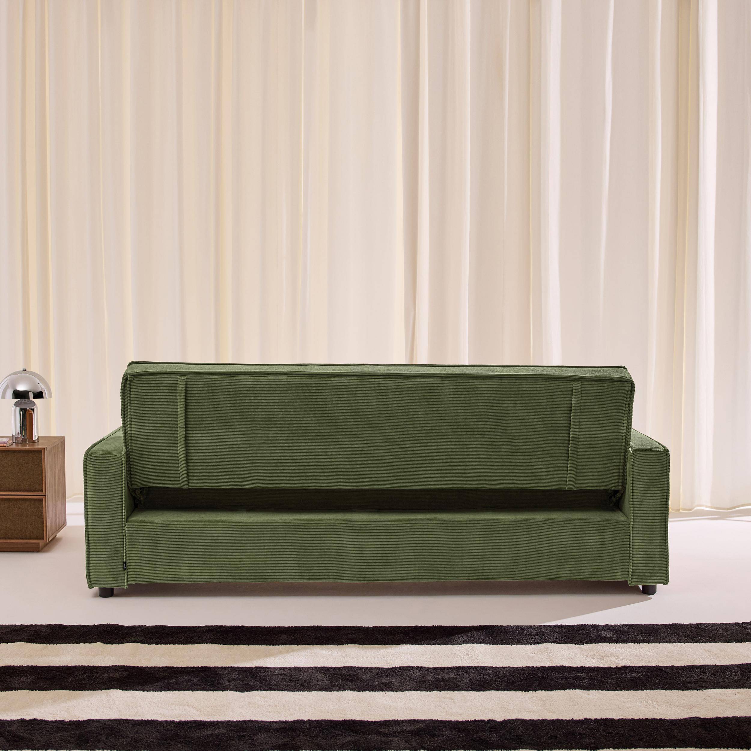 Divano letto in velluto a coste,  3 posti, Chill velluto a coste, Verde kaki, 226x90x88 cm Photo7