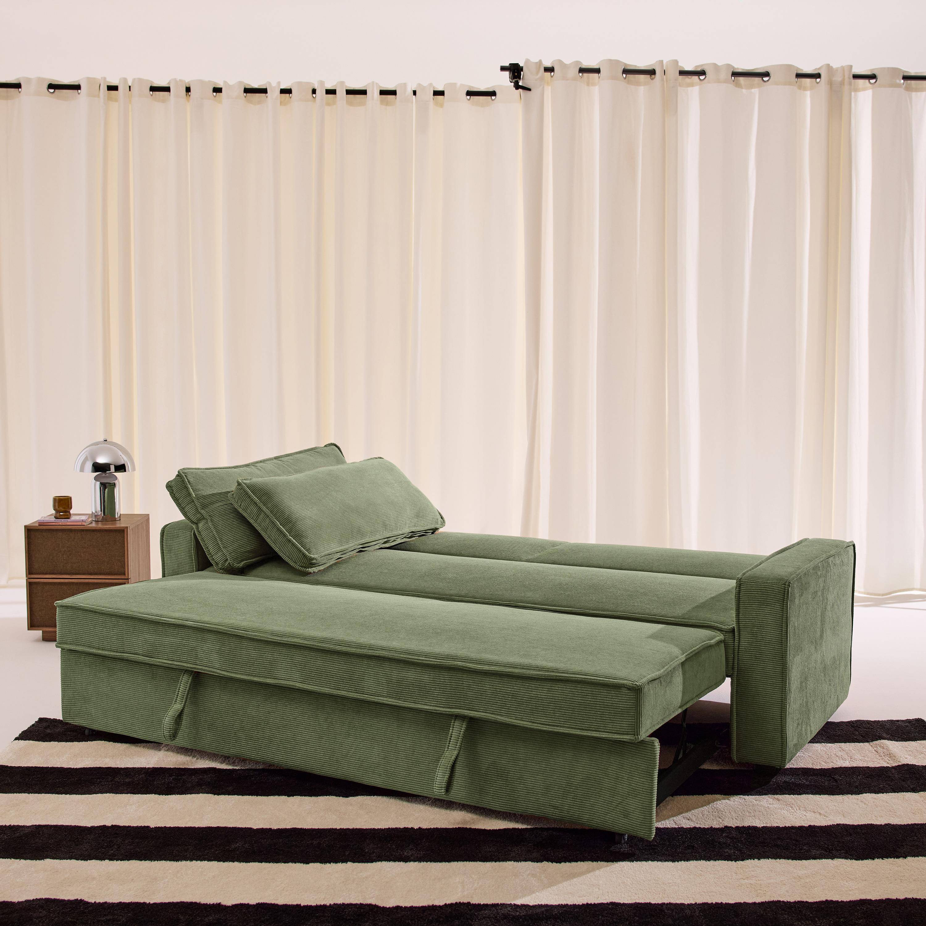 3-Sitzer Schlafsofa mit Cordbezug khaki - Chill,sweeek,Photo4