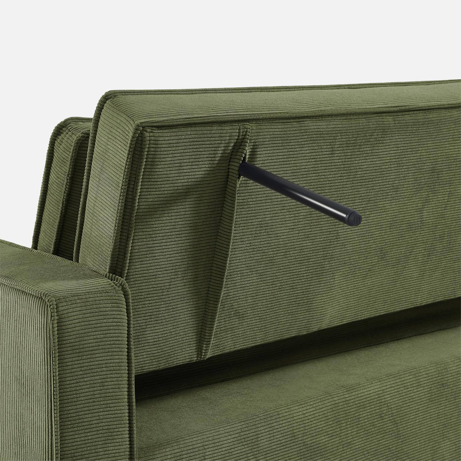 Divano letto in velluto a coste,  3 posti, Chill velluto a coste, Verde kaki, 226x90x88 cm,sweeek,Photo8
