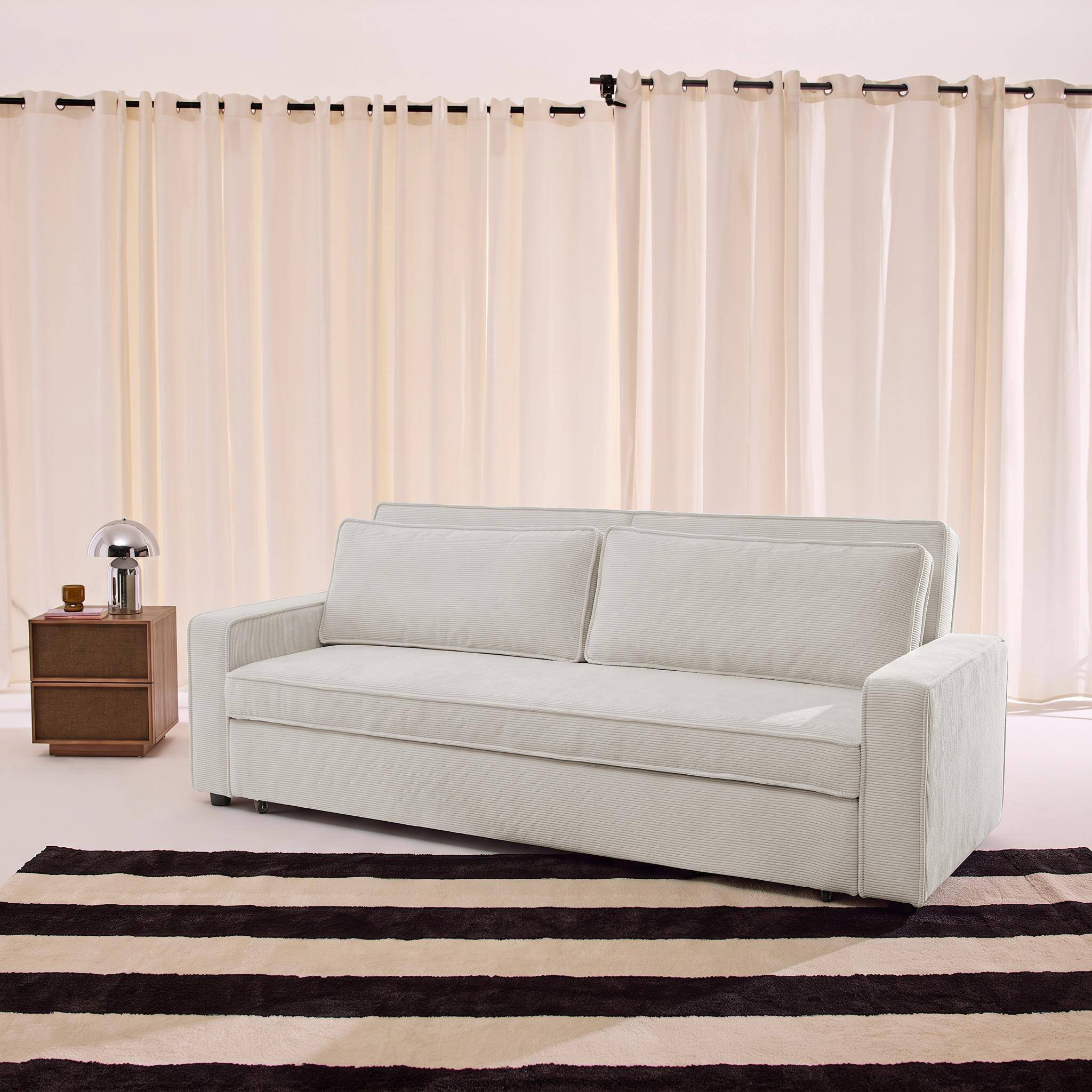 3-Sitzer Schlafsofa mit Cordbezug cremefarben - Chill Photo2