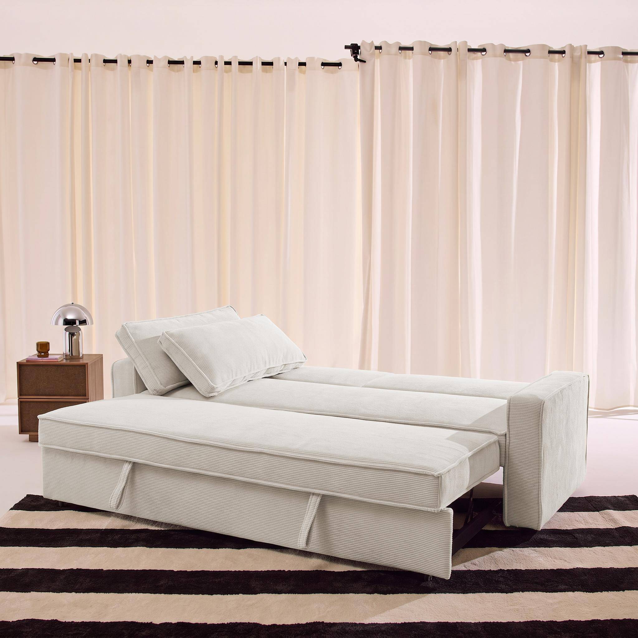 3-Sitzer Schlafsofa mit Cordbezug cremefarben - Chill Photo4
