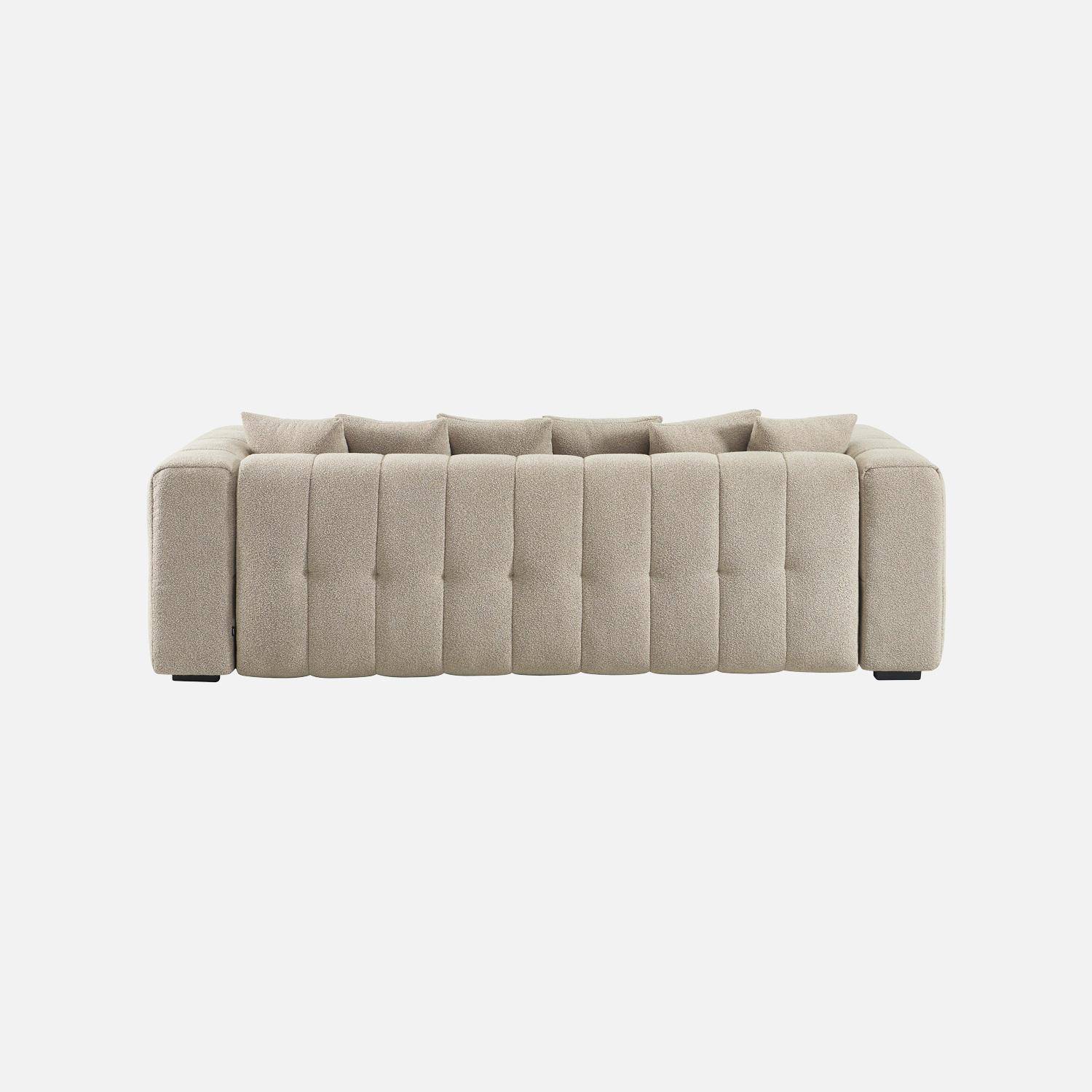 Canapé convertible 3 places bouclette texturée avec coffre beige - Leon Photo5