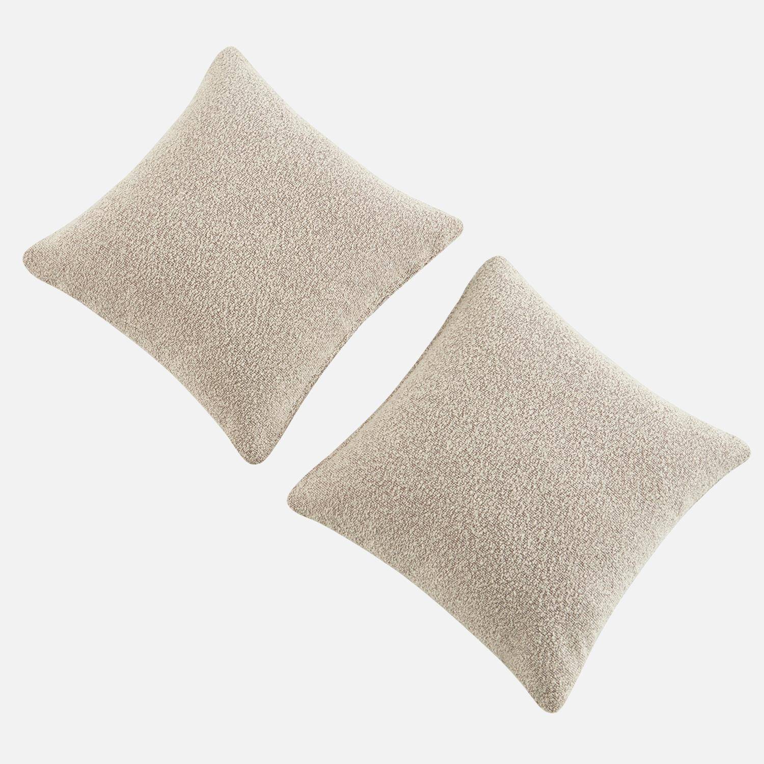 Divano letto in bouclé compresso testurizzato con contenitore, Leon, Beige, 248x100x69 cm,sweeek,Photo8