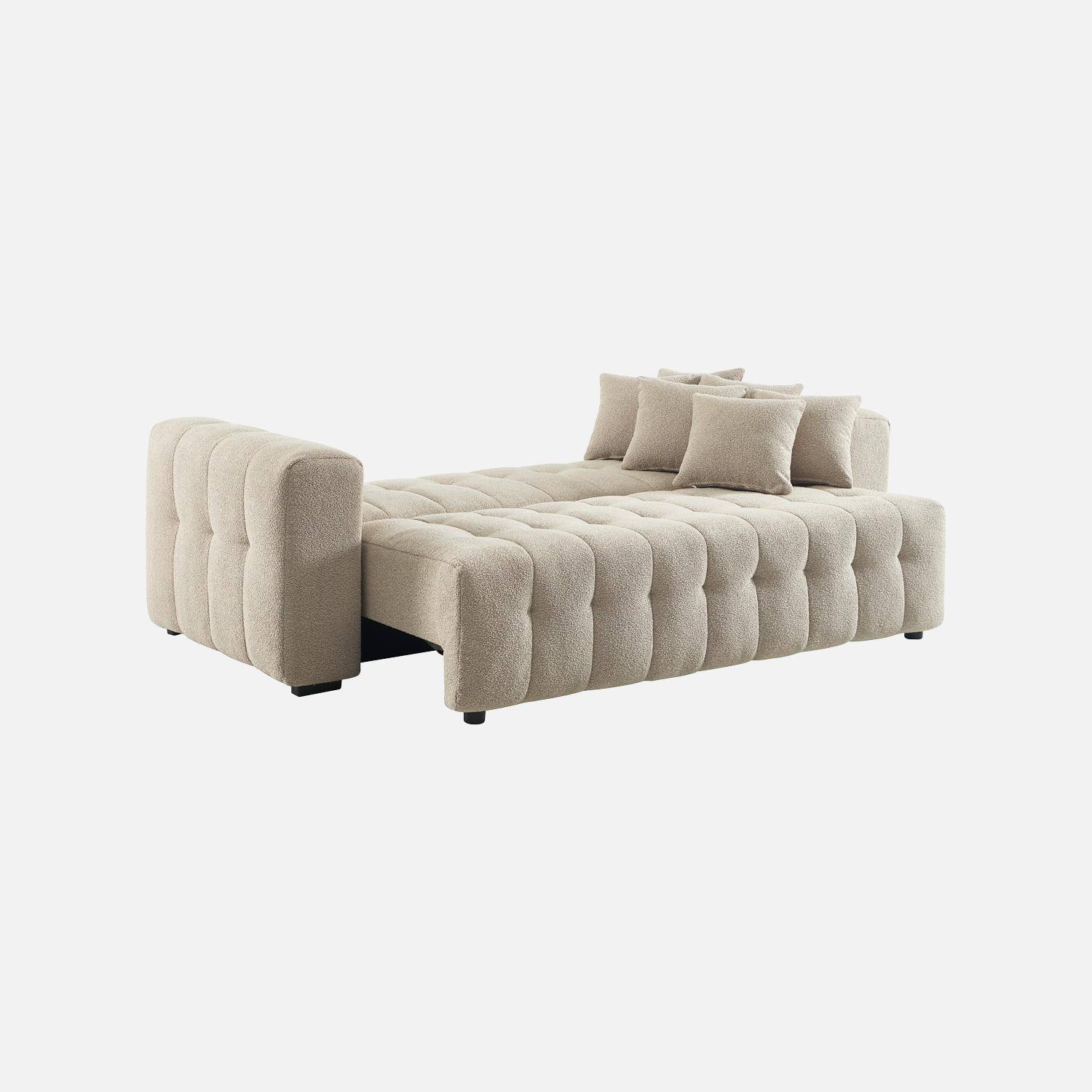 Divano letto in bouclé compresso testurizzato con contenitore, Leon, Beige, 248x100x69 cm,sweeek,Photo5