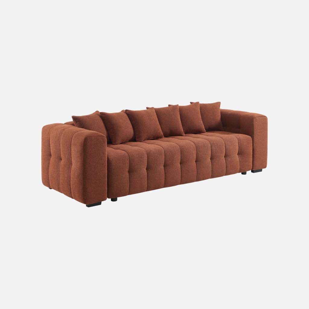 Canapé convertible 3 places bouclette texturée terracotta