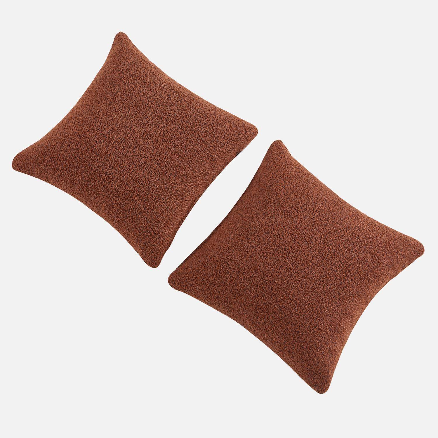 Canapé convertible 3 places bouclette texturée avec coffre terracotta - Leon,sweeek,Photo7