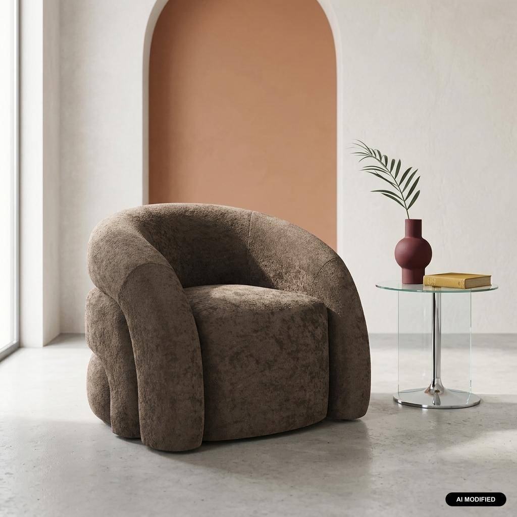 Fauteuil van stof 1-zits organisch bruin - Renbo Photo1