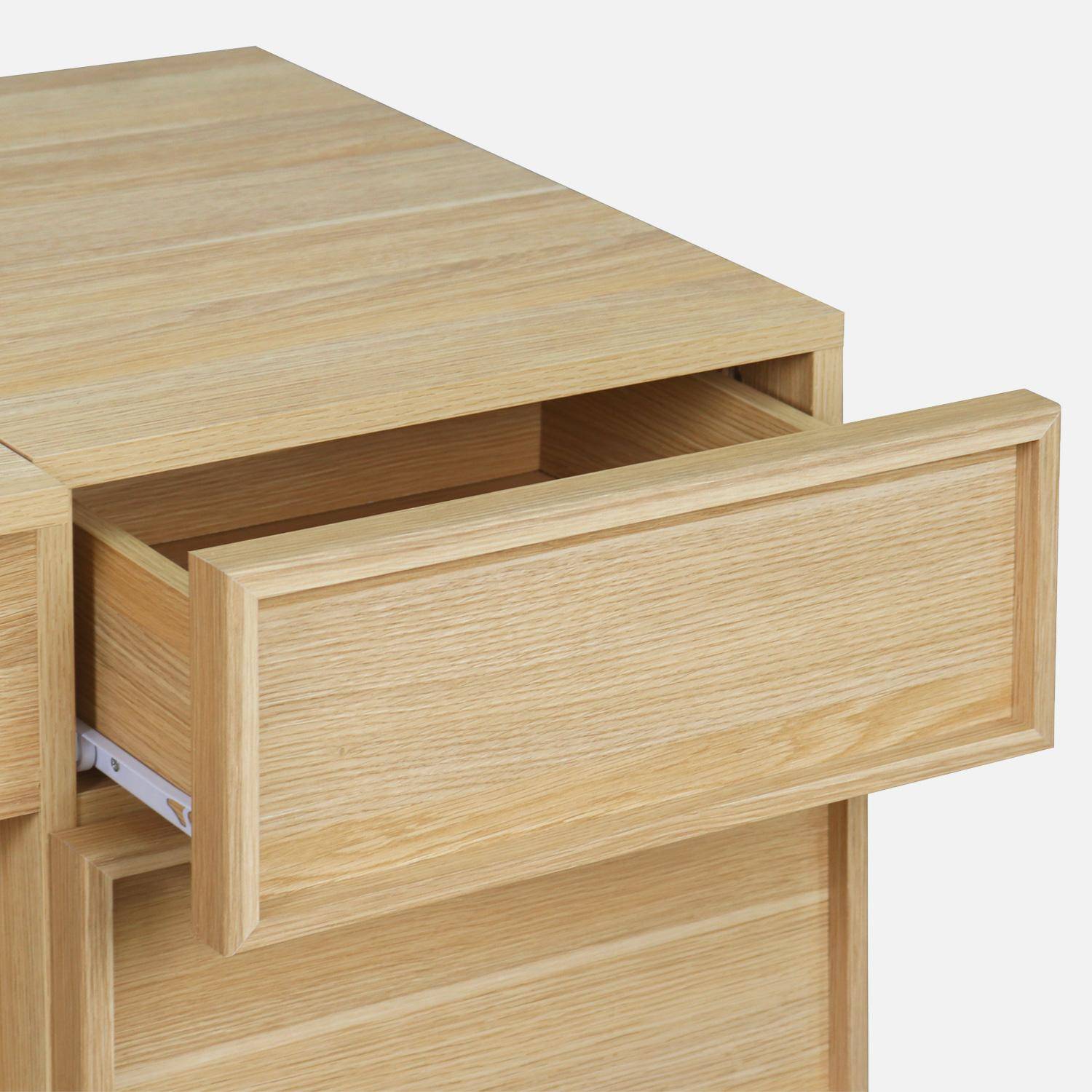 Tocador efecto madera con espejo, 7 compartimentos, 1 cajón y 1 puerta, 110cm, Kuba, Natural, 110x53x78 cm Photo6