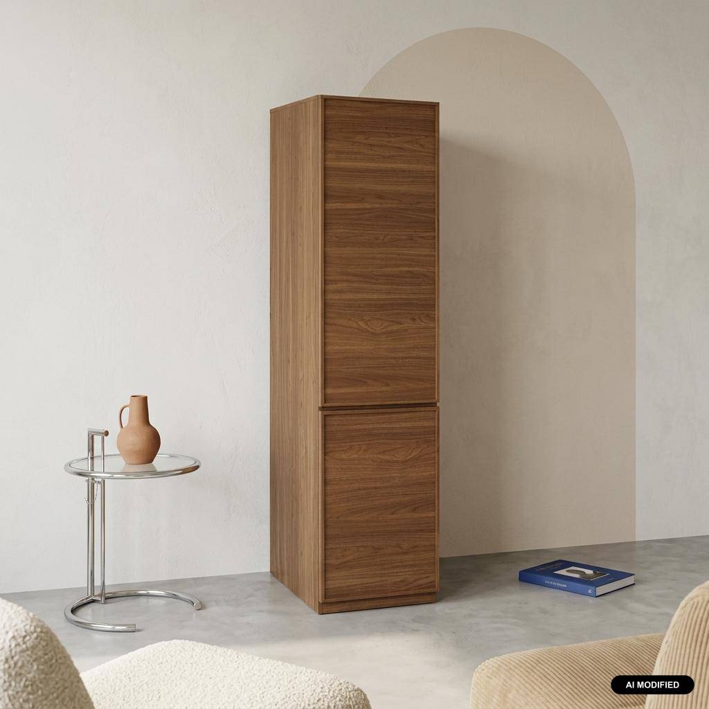 Kledingkast module houtdecor 2 deuren 5 niveaus walnoot - Kuba Photo1