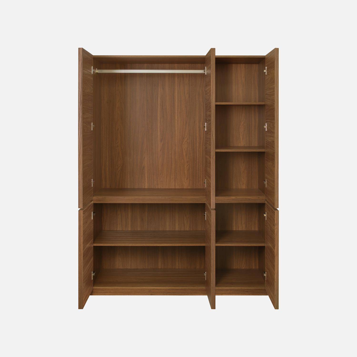Módulo de armario efecto madera con 6 puertas, Kuba, Nogal, 135x55x180 cm Photo3