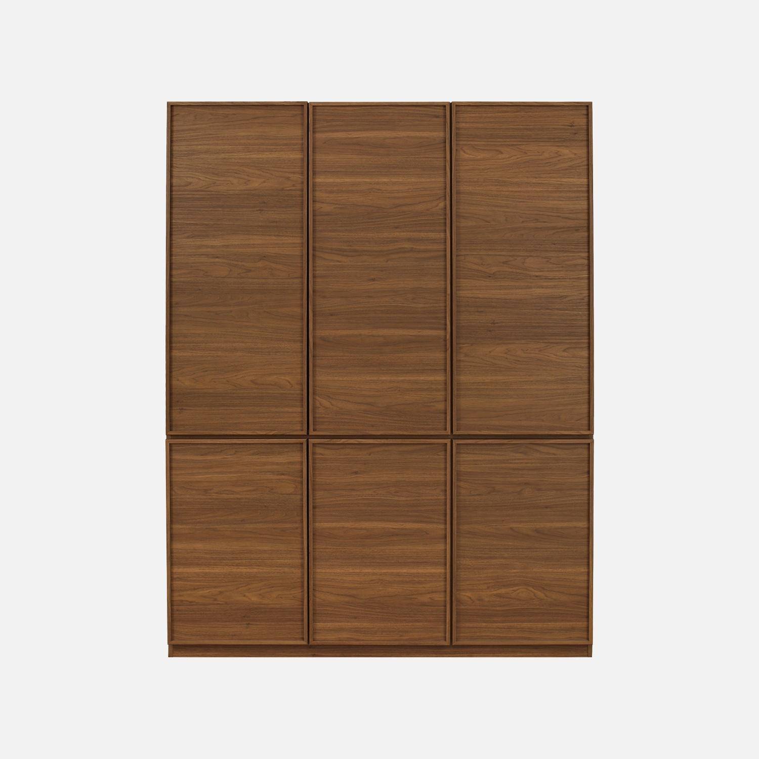 Módulo de armario efecto madera con 6 puertas, Kuba, Nogal, 135x55x180 cm Photo2