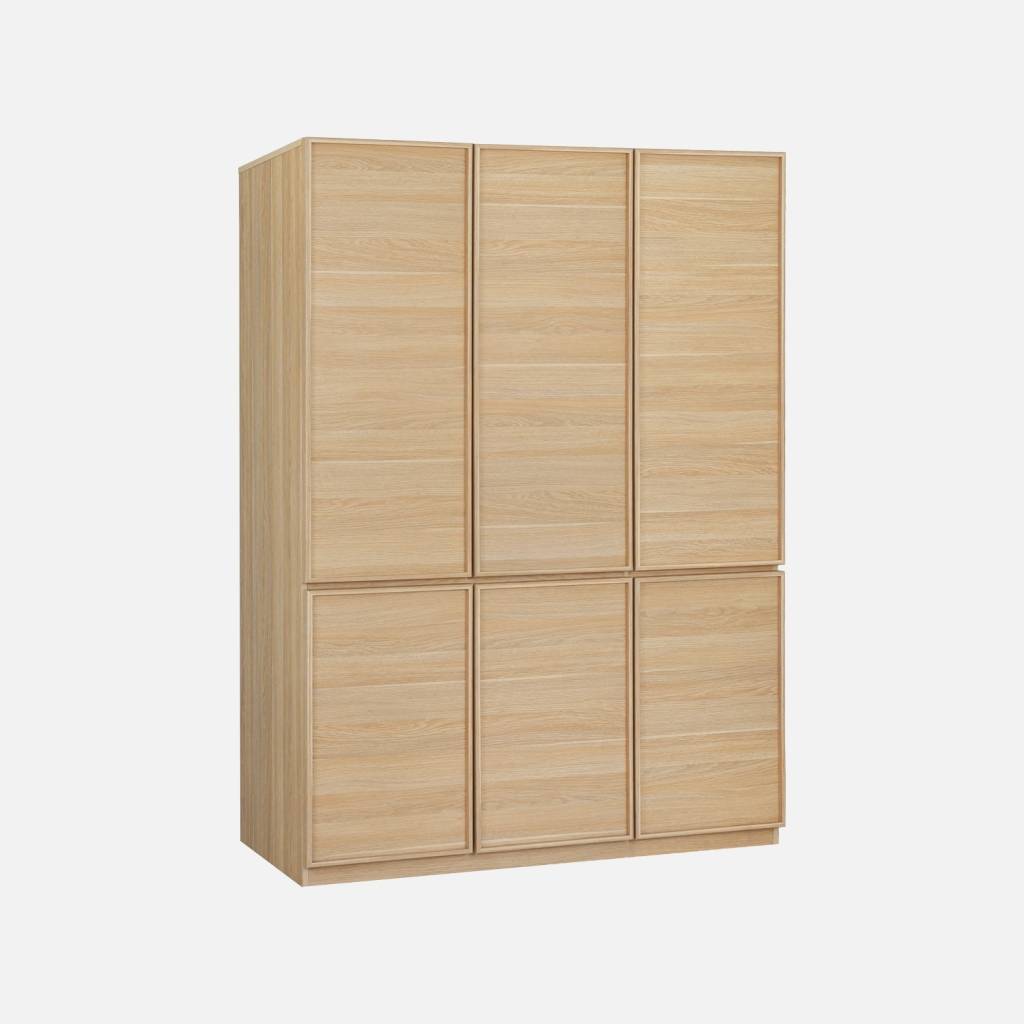 Módulo de armario efecto madera con 6 puertas, Natural