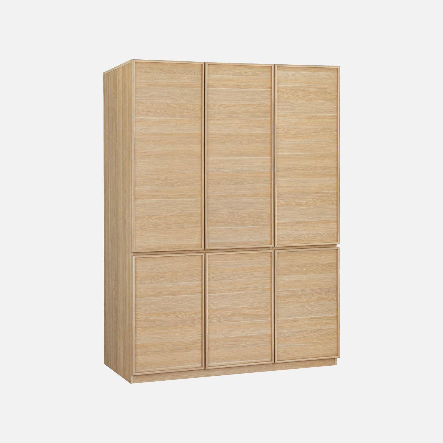 Módulo de armario efecto madera con 6 puertas, Kuba, Natural, 135x55x180 cm Photo2