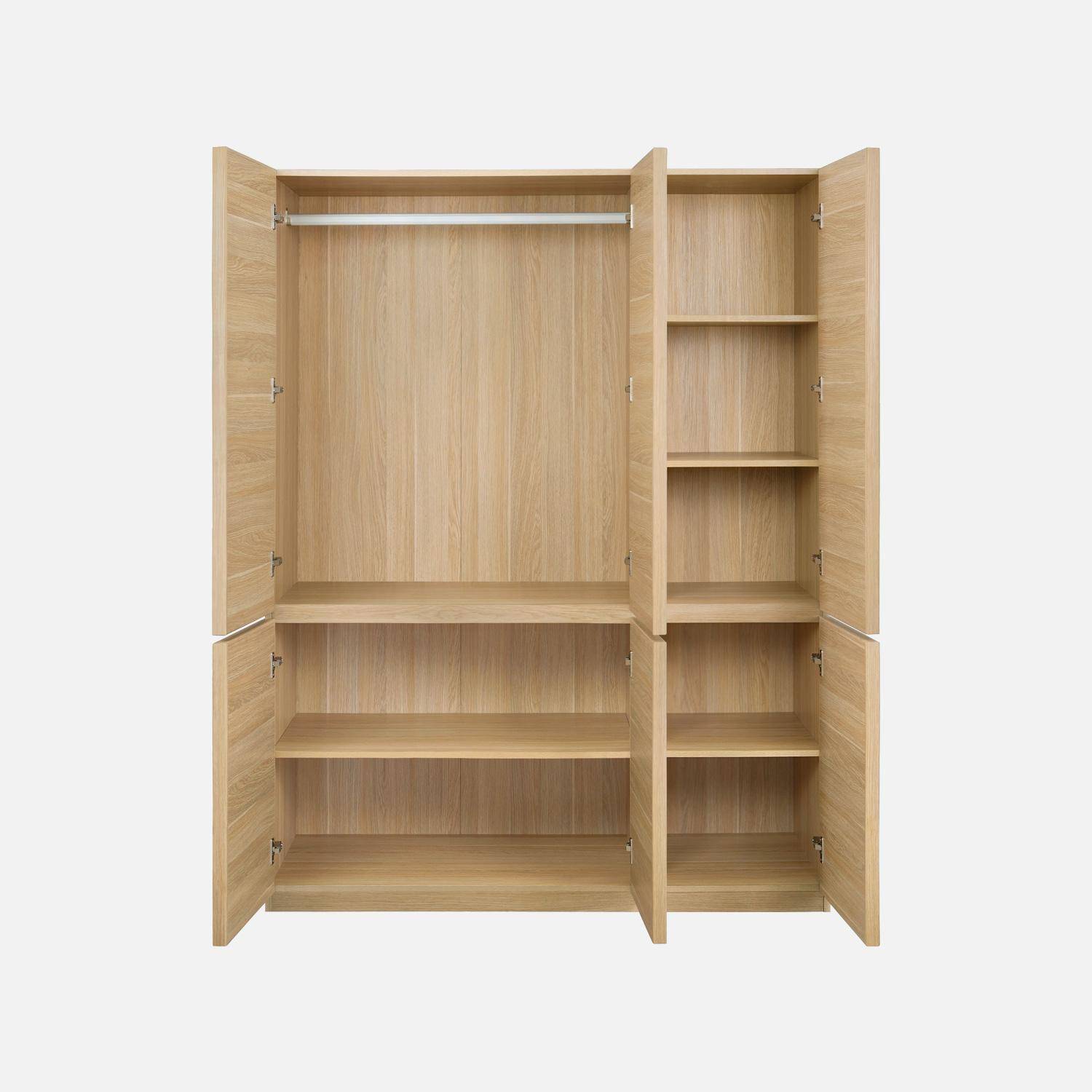 Módulo de armario efecto madera con 6 puertas, Kuba, Natural, 135x55x180 cm Photo4