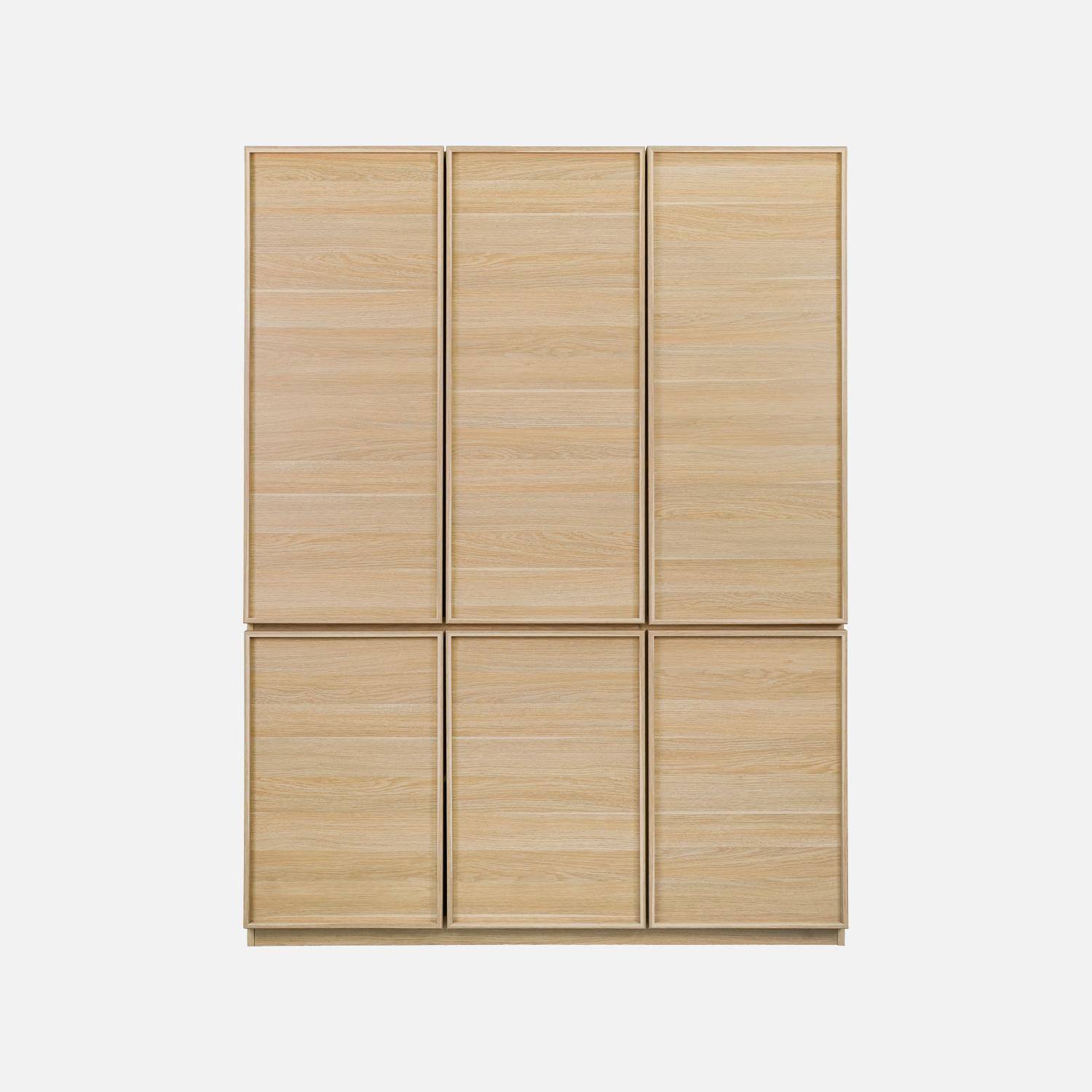 Módulo de armario efecto madera con 6 puertas, Kuba, Natural, 135x55x180 cm,sweeek,Photo3