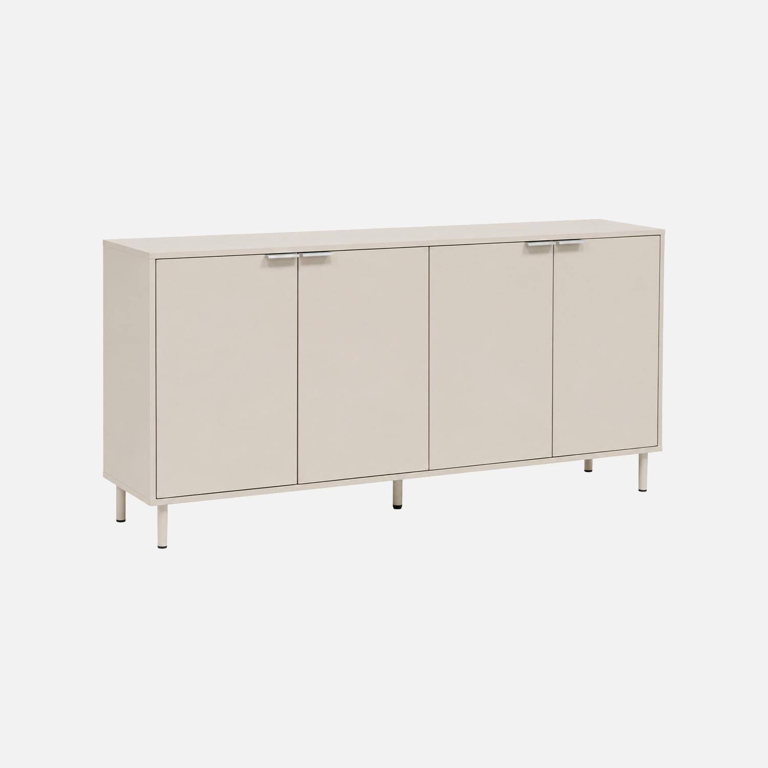 Buffet bois d'hévéa et métal 4 portes 160cm beige - Ellie Photo2