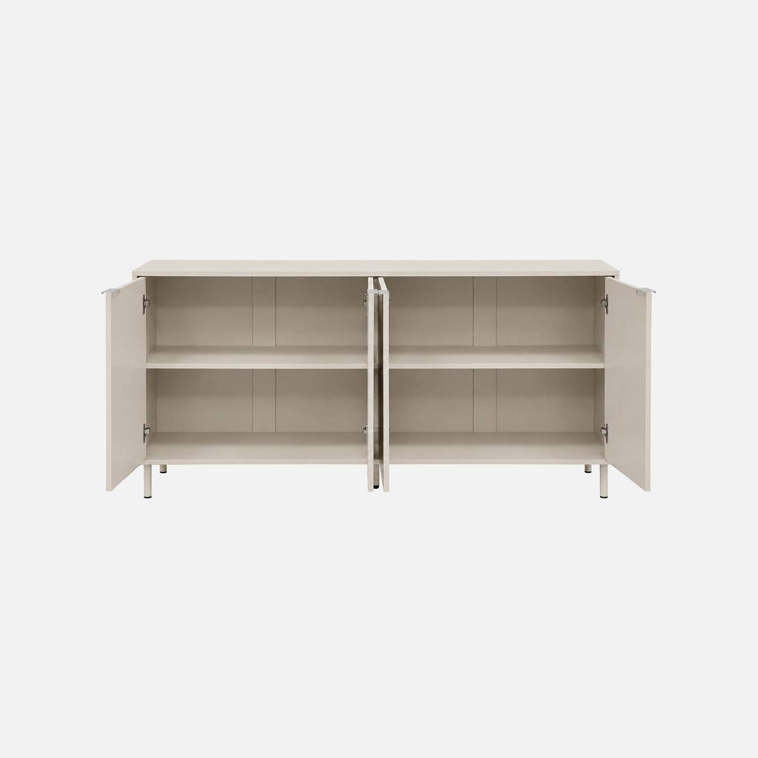 Buffet bois d'hévéa et métal 4 portes 160cm beige - Ellie Photo4