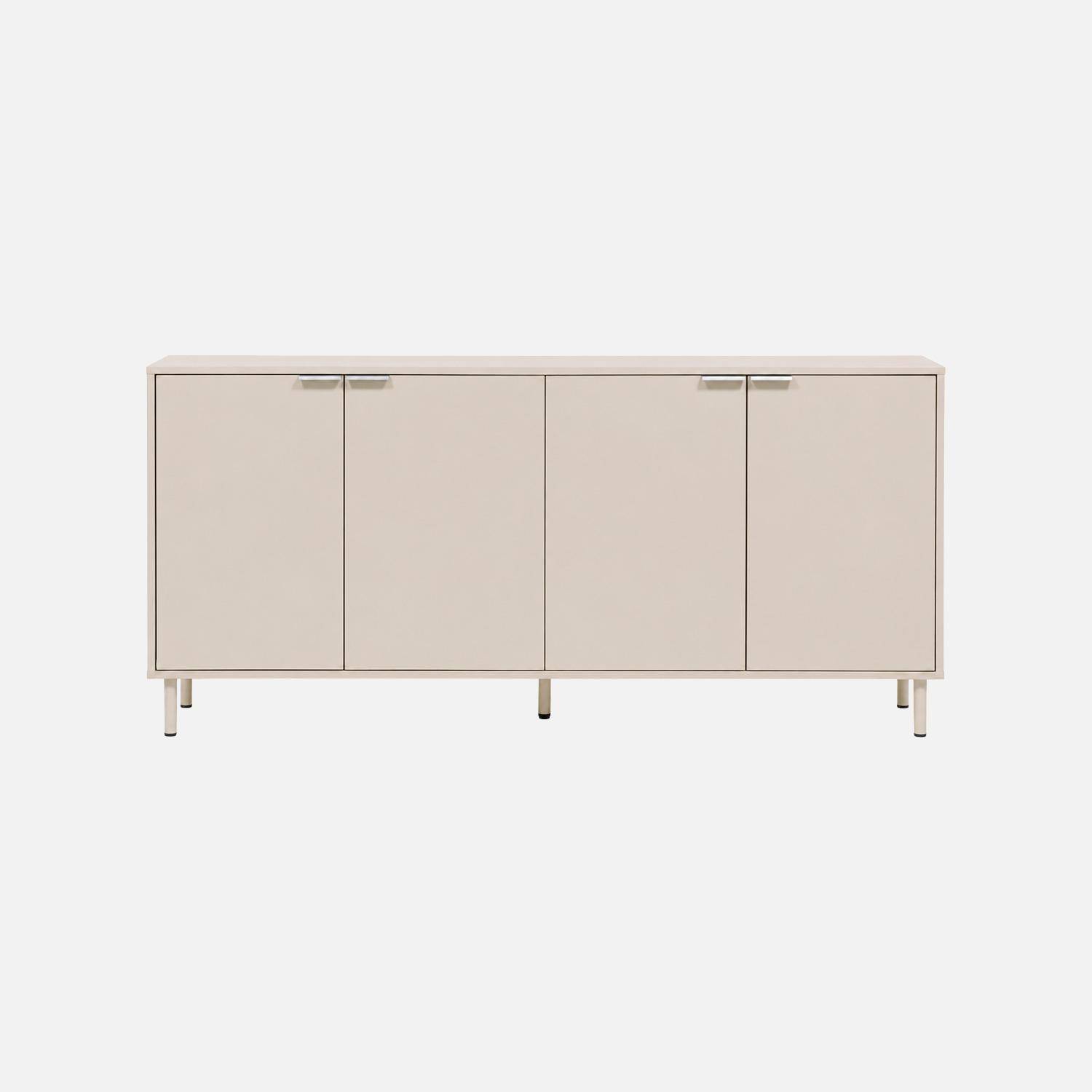 Buffet bois d'hévéa et métal 4 portes 160cm beige - Ellie,sweeek,Photo3