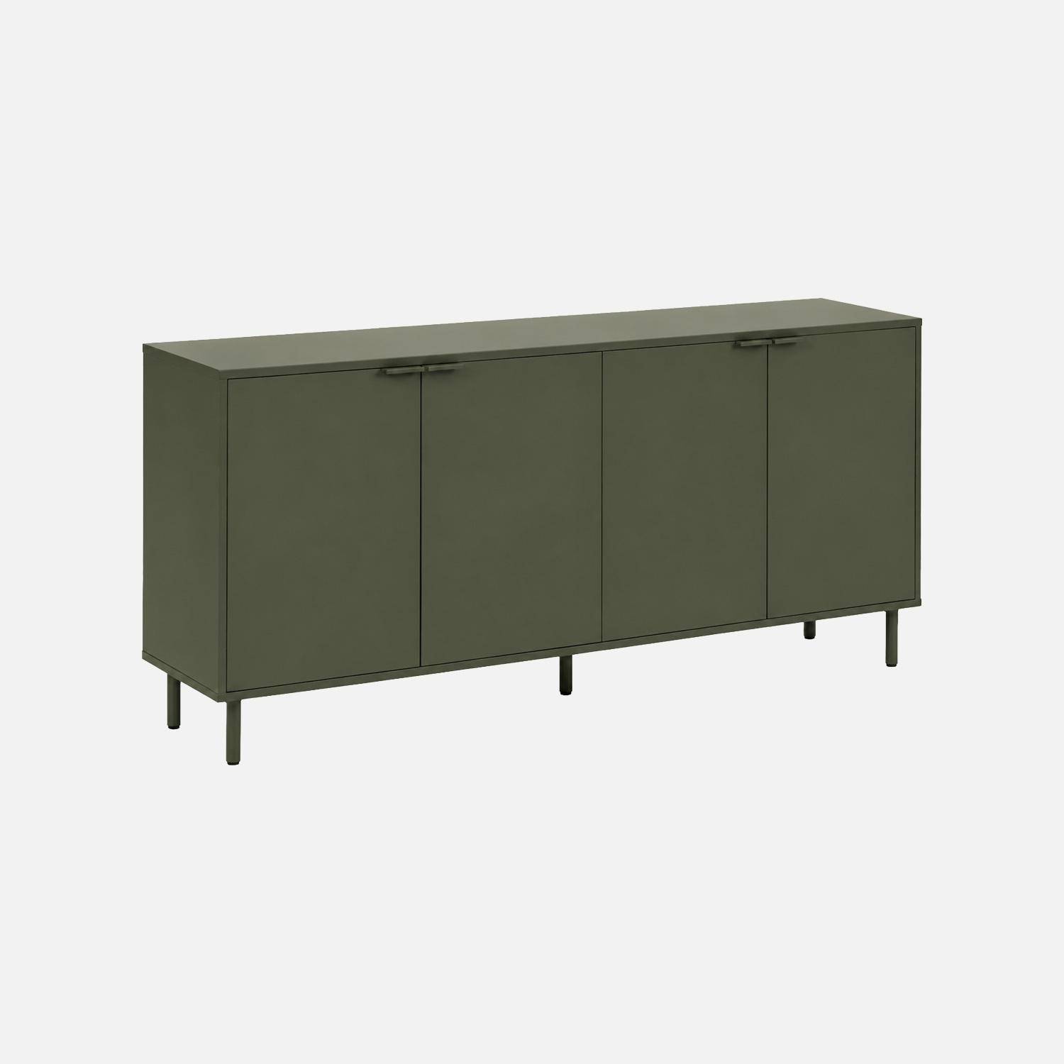 Buffet bois d'hévéa et métal 4 portes 160cm kaki - Ellie,sweeek,Photo2