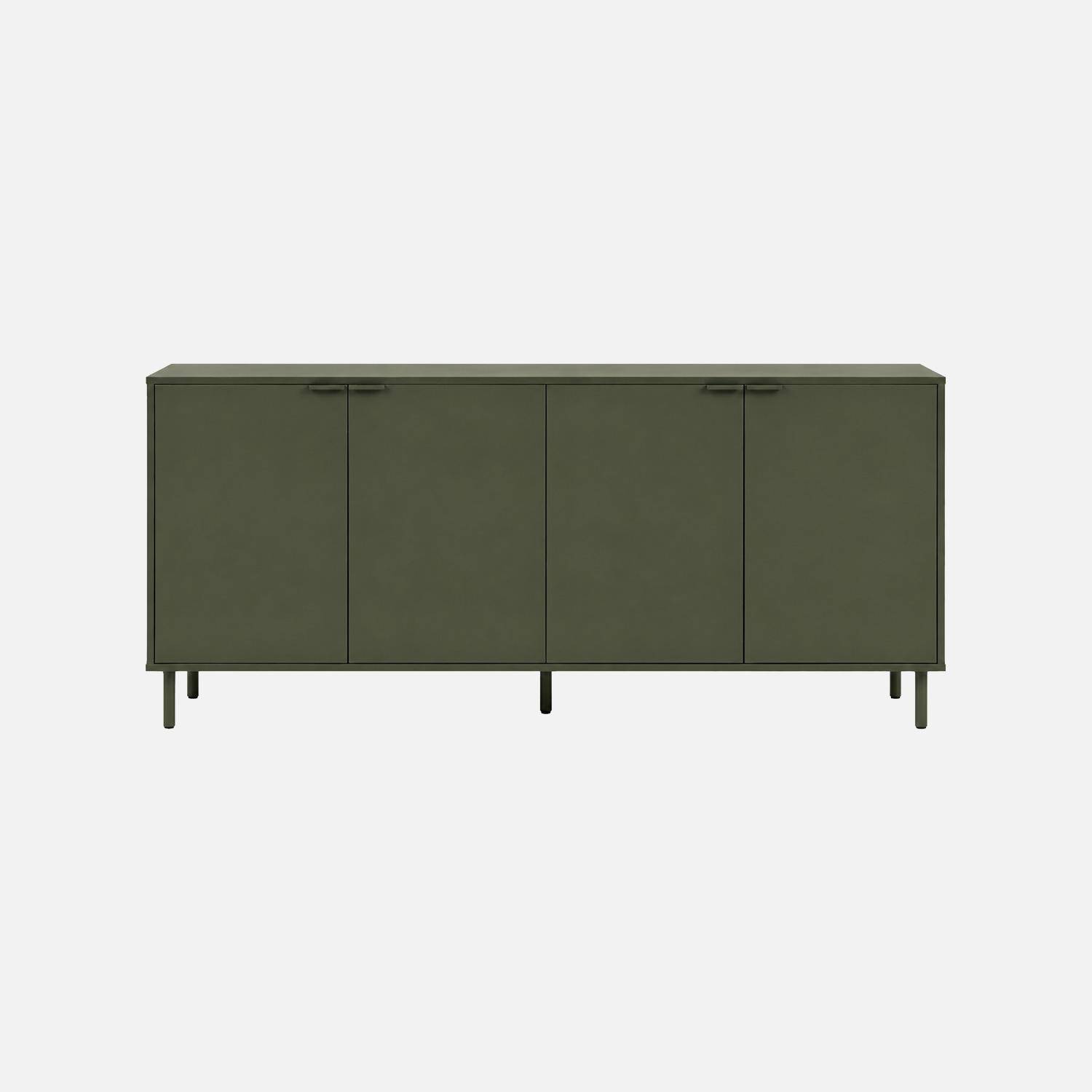 Buffet bois d'hévéa et métal 4 portes 160cm kaki - Ellie Photo3
