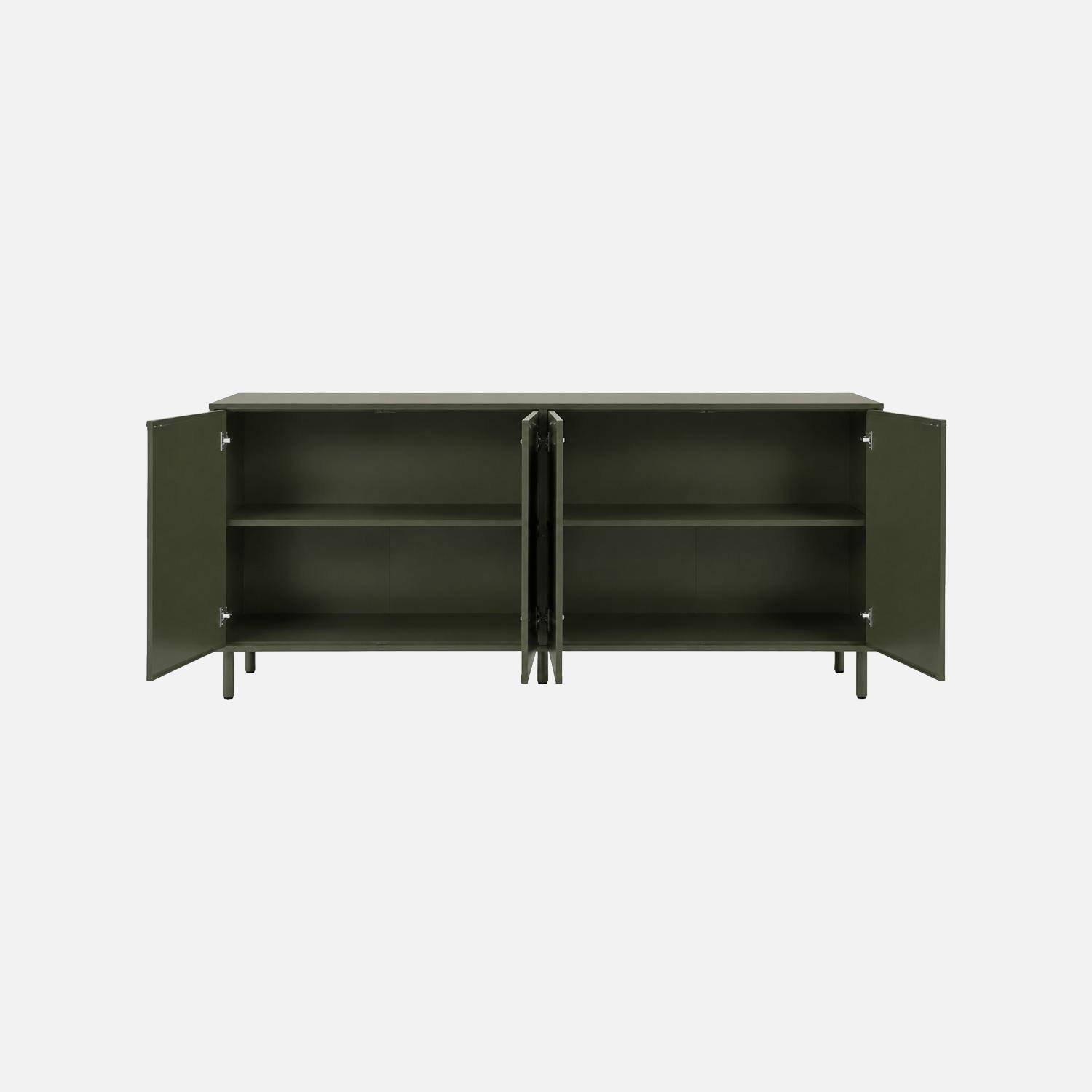Buffet bois d'hévéa et métal 4 portes 160cm kaki - Ellie,sweeek,Photo4